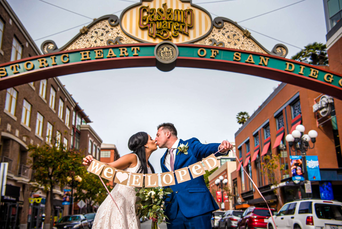 True Photography photographs an elopement in downtown San Diego
