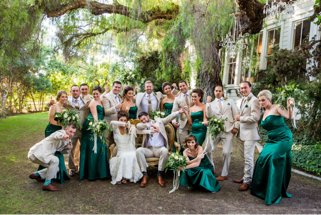 Large bridal party captured by True Photography