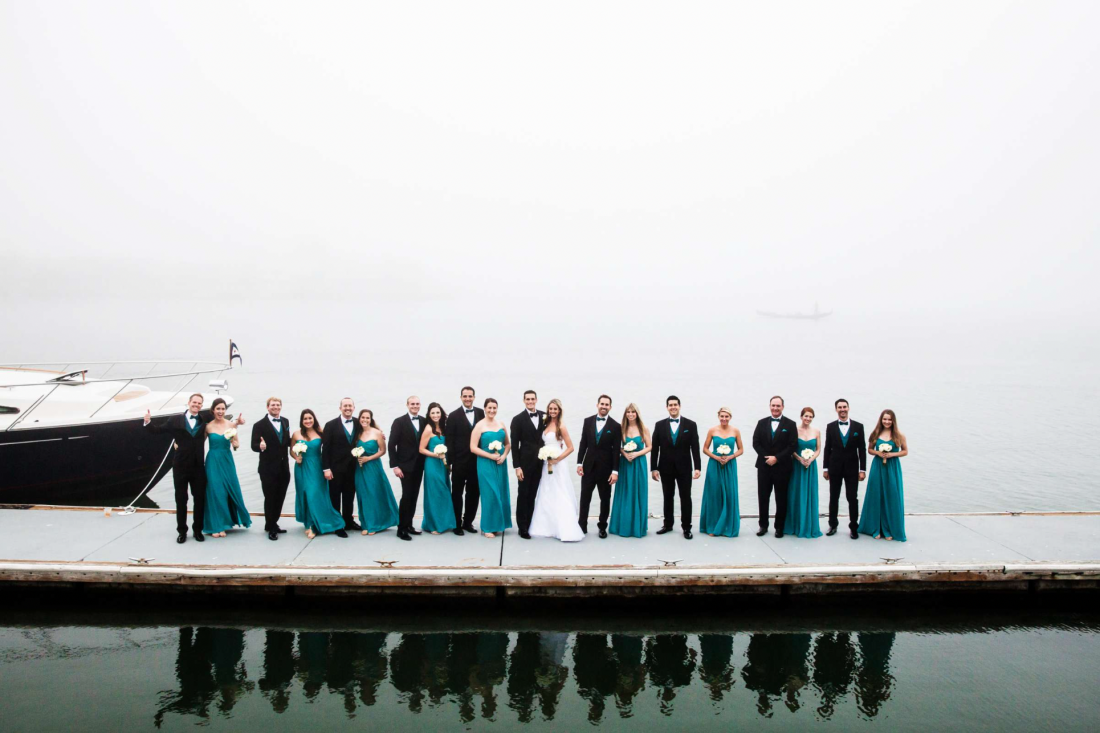 San Diego Bay large wedding party photographed by True Photography