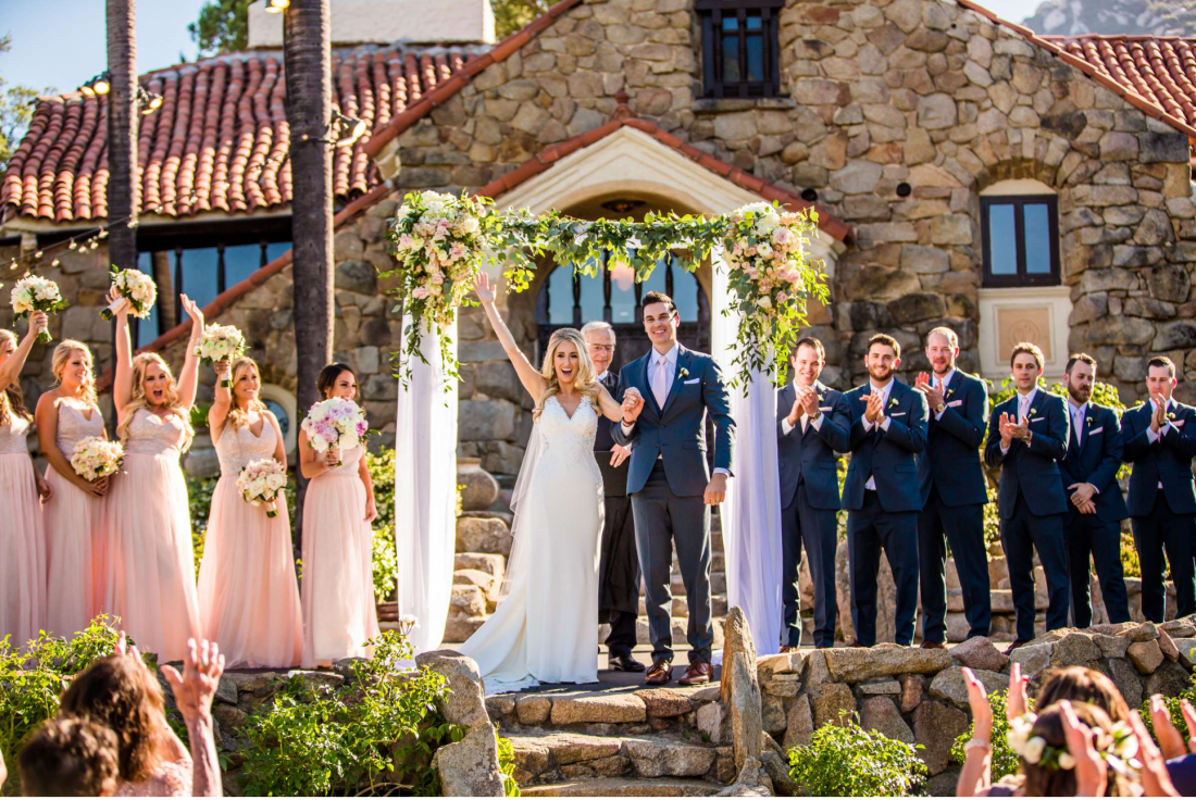 Wedding ceremony at Mt Woodson Castle photographed by True Photography