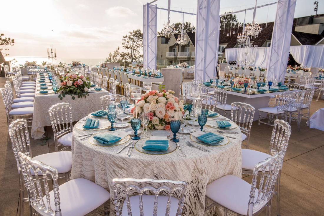 L'Auberge Del Mar Wedding reception table settings captured by True Photography