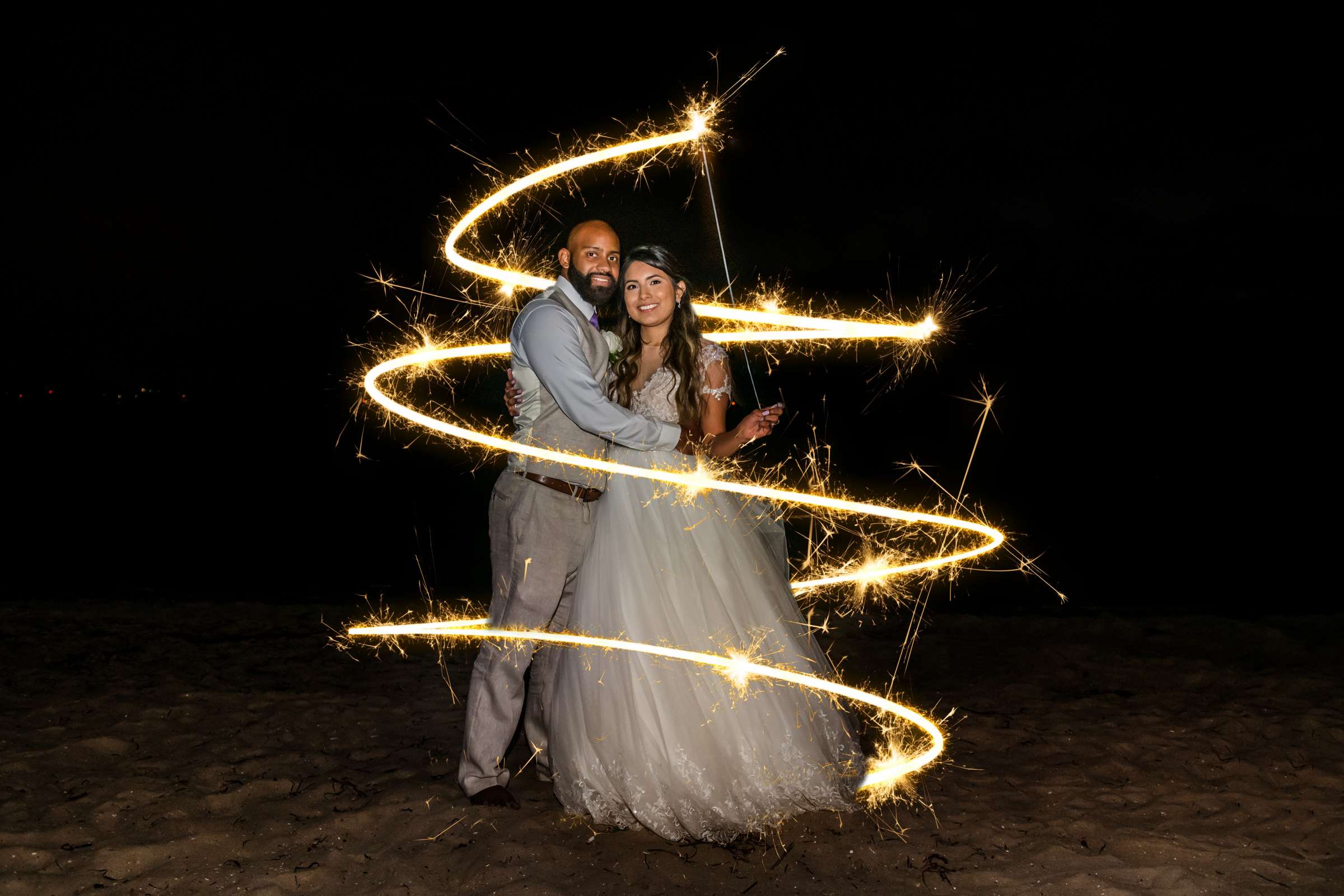 Sparklers at San Diego Mission Bay Resort Wedding coordinated by Elements of Style, Ana and Bobby Wedding Photo #4 by True Photography