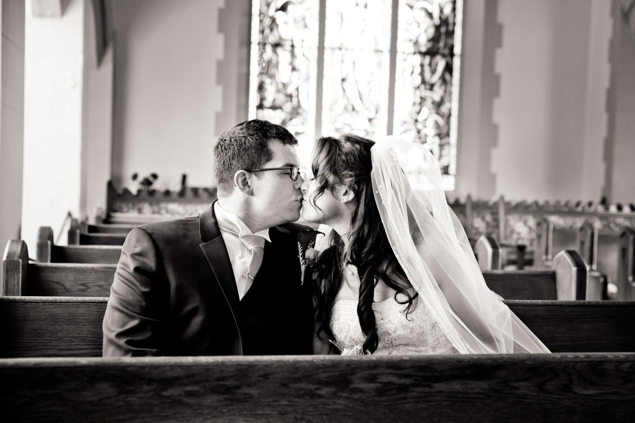 Romantic moment, Church at Wedding, Danielle and Michael Wedding Photo #32 by True Photography