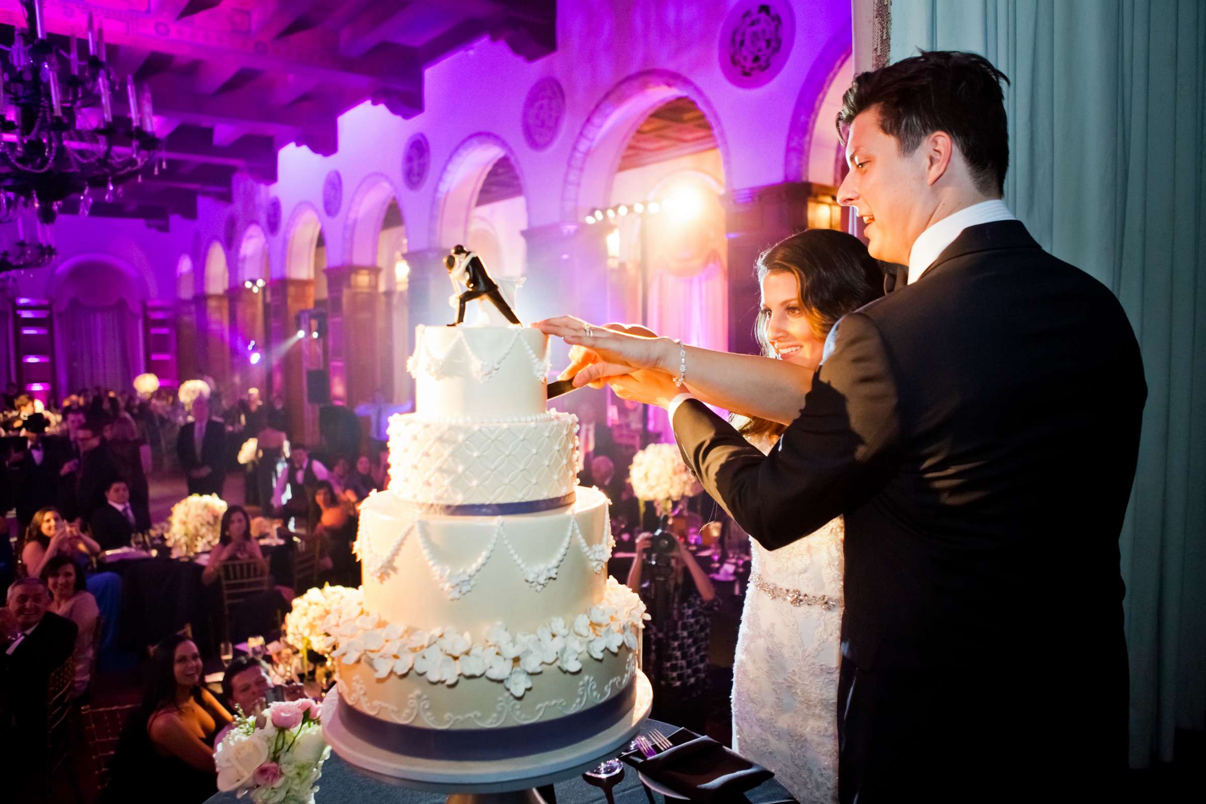 Cake Cutting at The Legendary Park Plaza Hotel Wedding coordinated by A Stunning Affair, Sisanie and Michael Wedding Photo #48 by True Photography