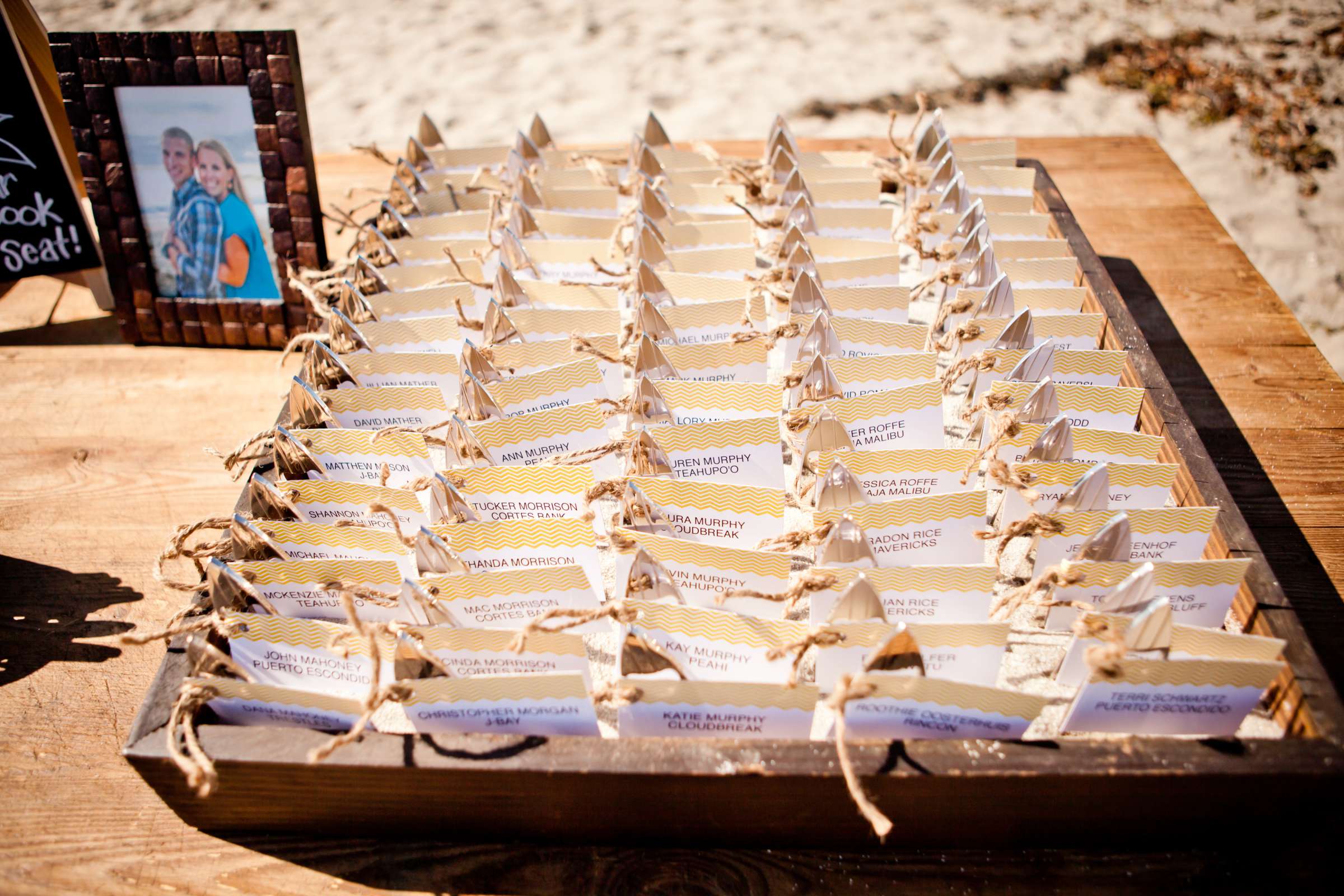 Name Cards at California State Beaches Wedding coordinated by Pink Papaya, Mallory and Sean Wedding Photo #69 by True Photography