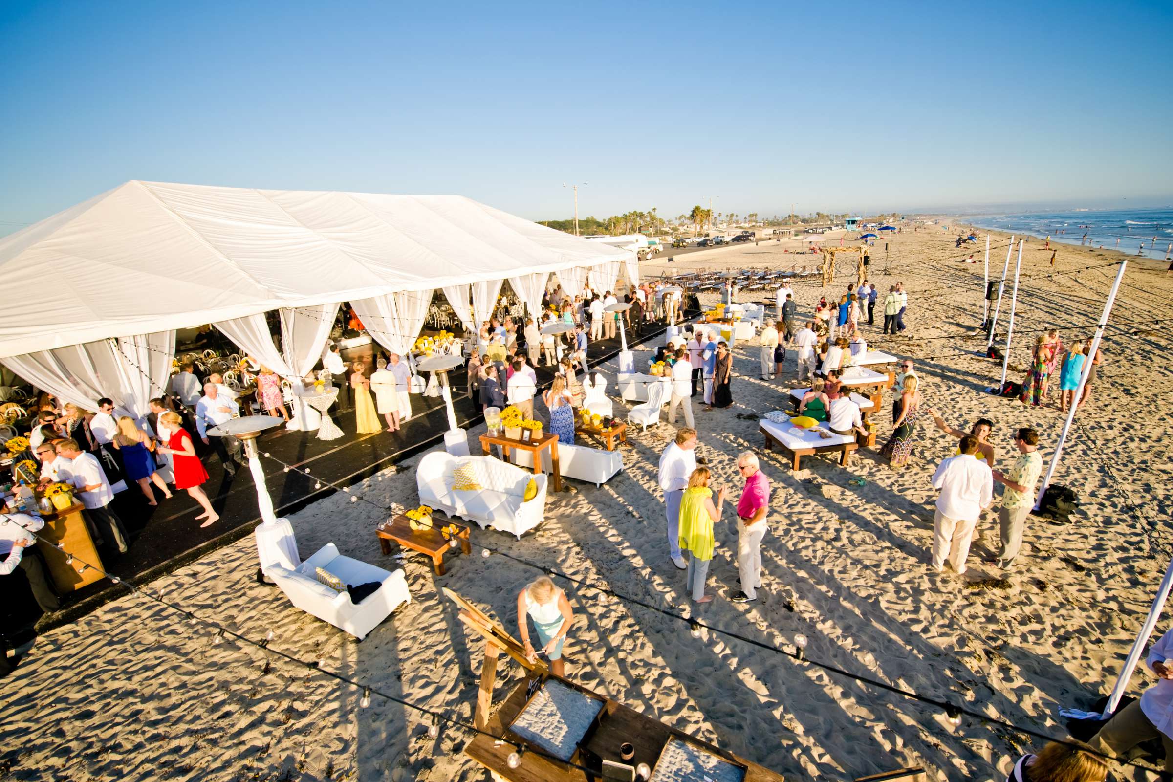 Tented Event, Cocktail Hour, Beach at California State Beaches Wedding coordinated by Pink Papaya, Mallory and Sean Wedding Photo #73 by True Photography