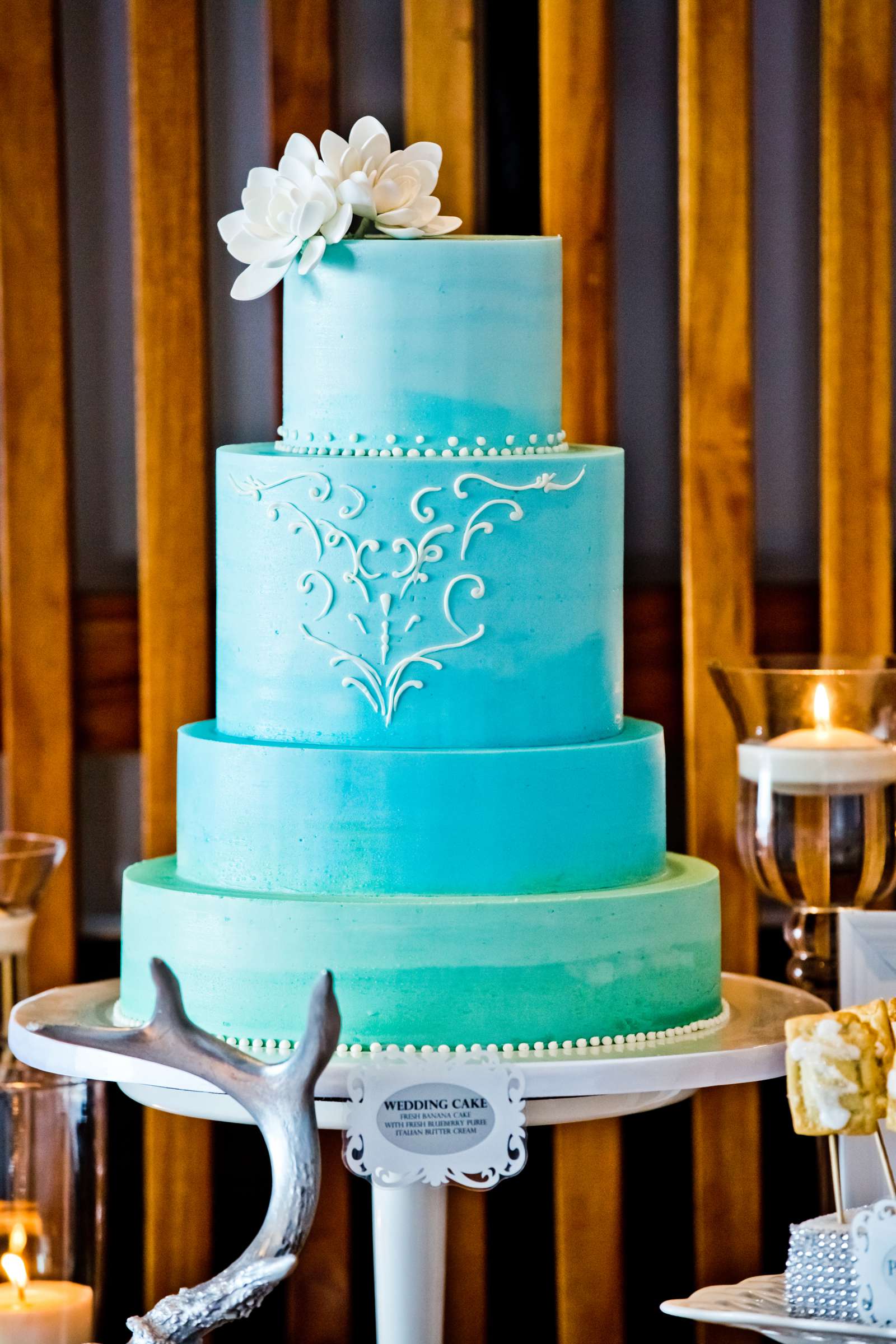 Cake at Scripps Seaside Forum Wedding coordinated by Carmin Designs, Kelly and Jodie Wedding Photo #46 by True Photography