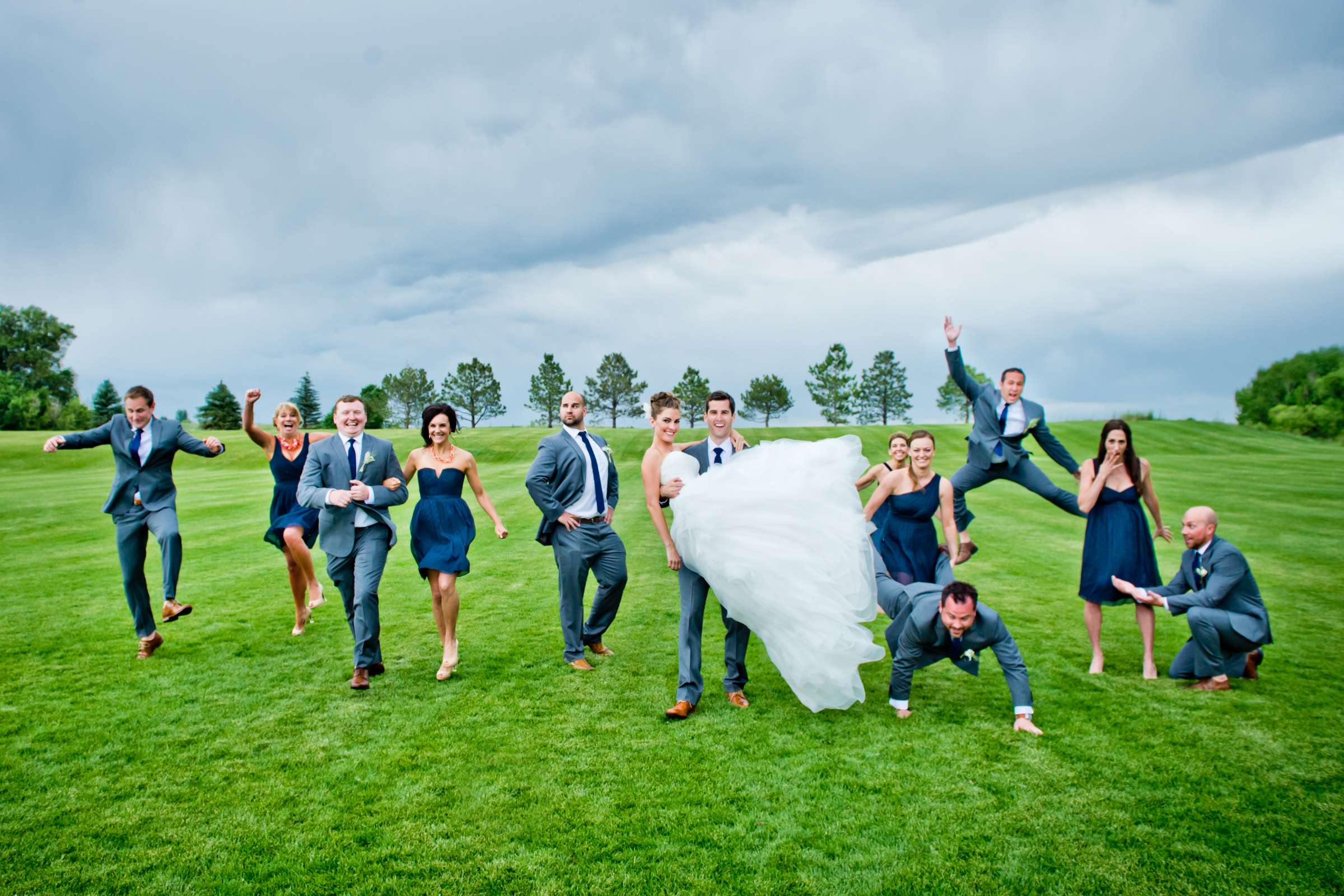 Bridal Party, Funny moment at Denver Botanic Gardens at Chatfield Wedding coordinated by Revel and Bloom, Sandra and Craig Wedding Photo #6 by True Photography