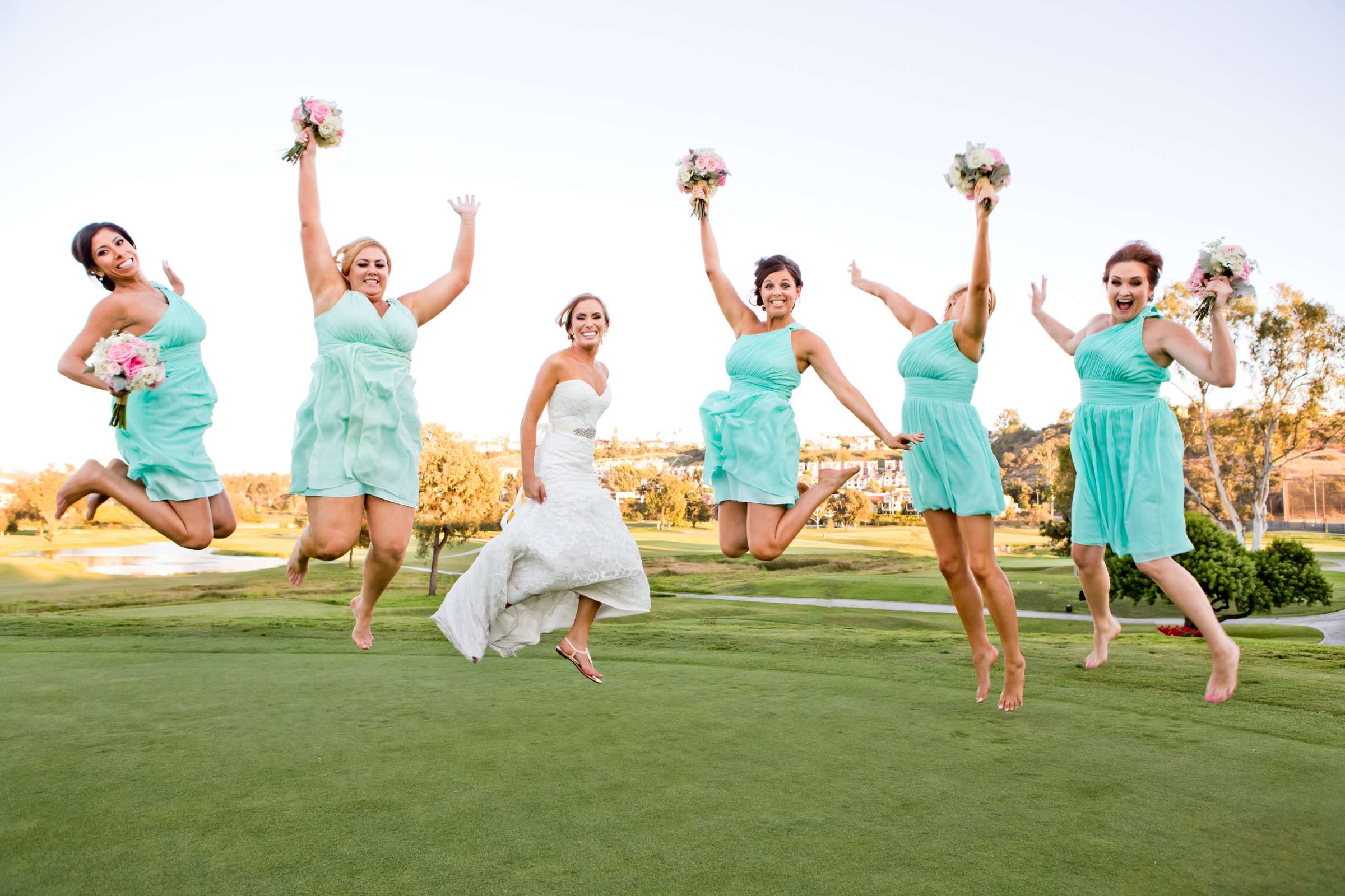 Golf Course at Omni La Costa Resort & Spa Wedding coordinated by A Diamond Celebration, Merlot and Joe Wedding Photo #29 by True Photography