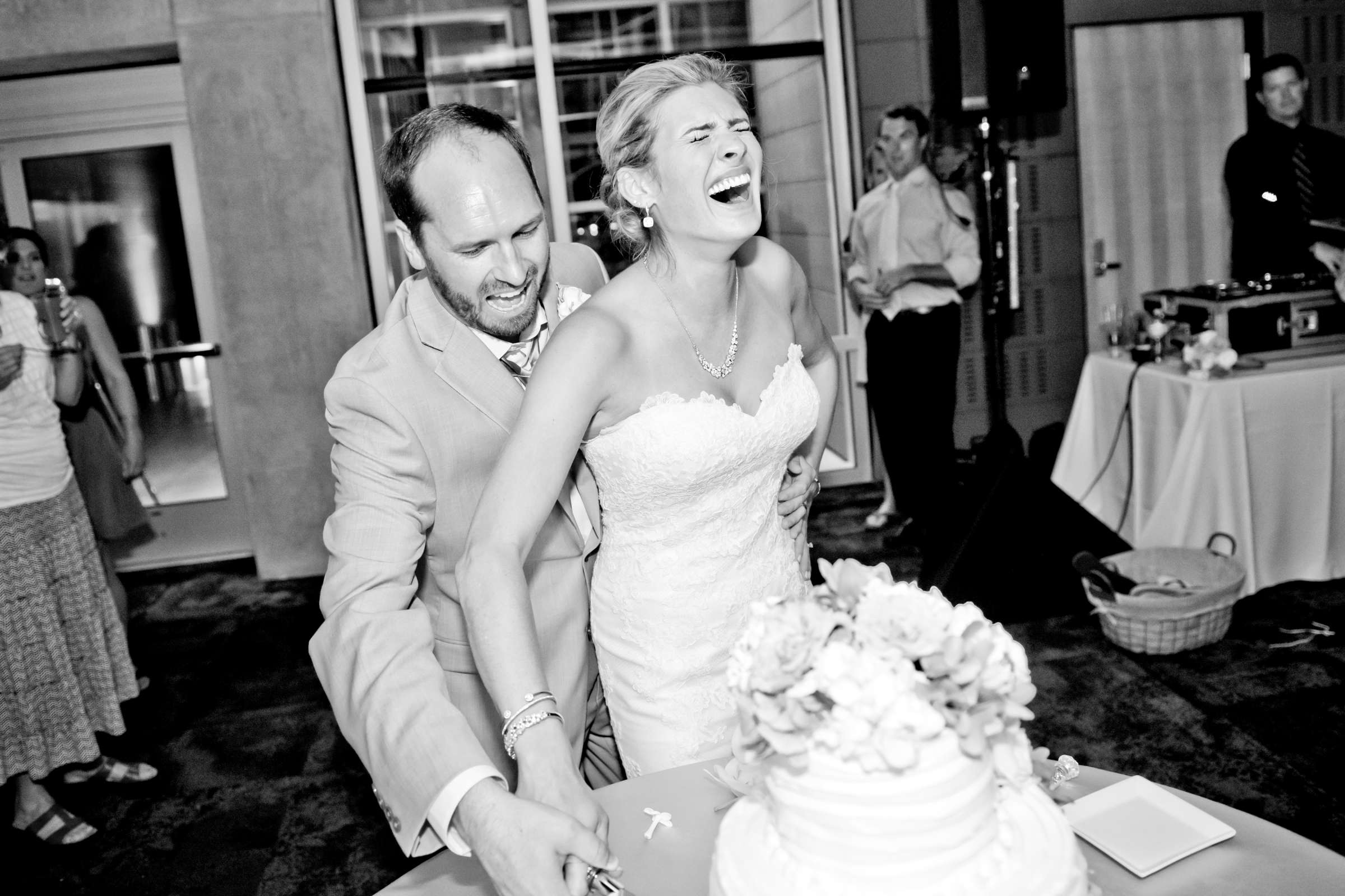 Cake Cutting, Candid moment at San Diego Central Library Wedding coordinated by A Diamond Celebration, Danielle and Alex Wedding Photo #134783 by True Photography