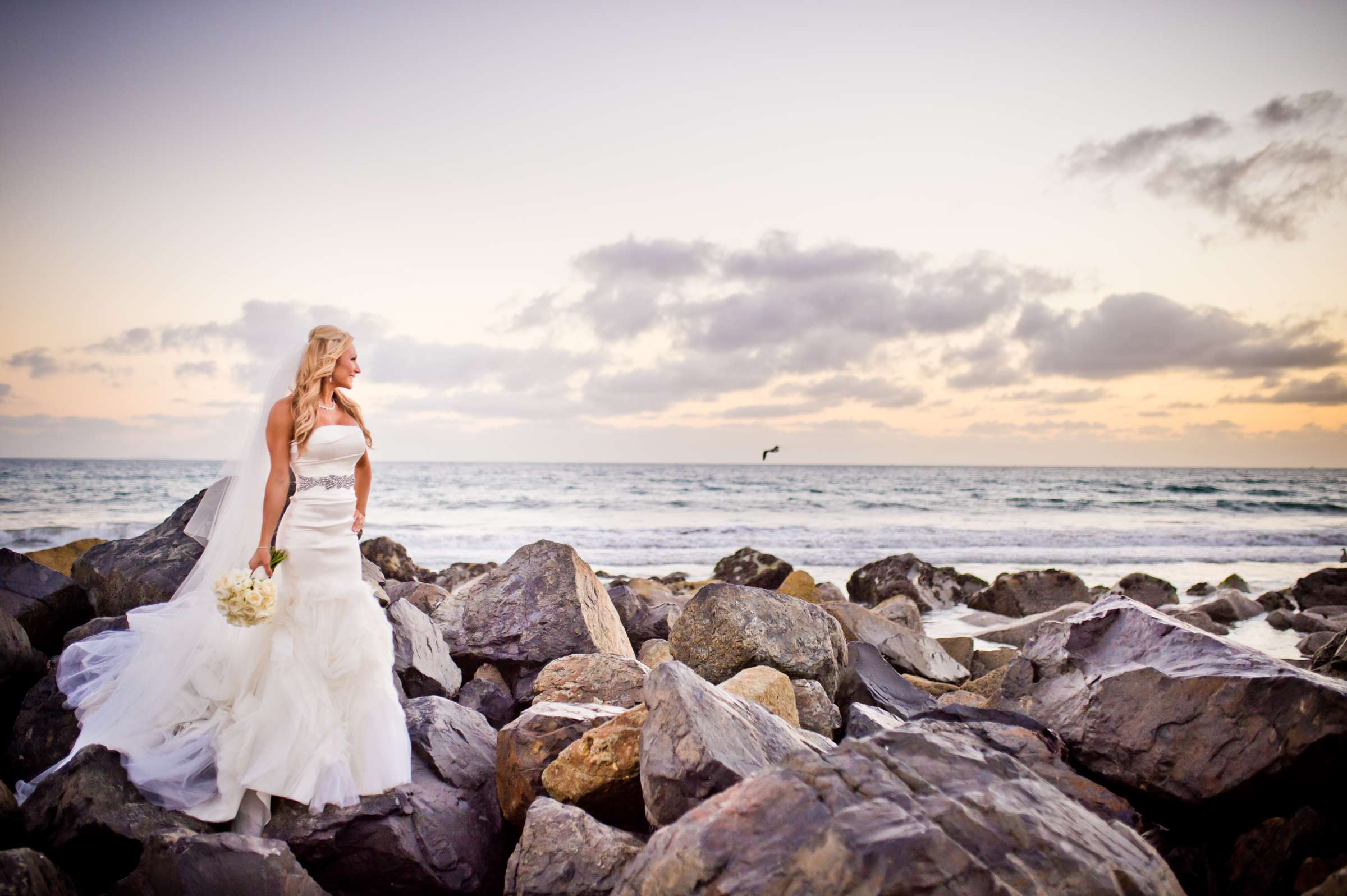 Sunset, Beach, Bride at, Photo #2 by True Photography