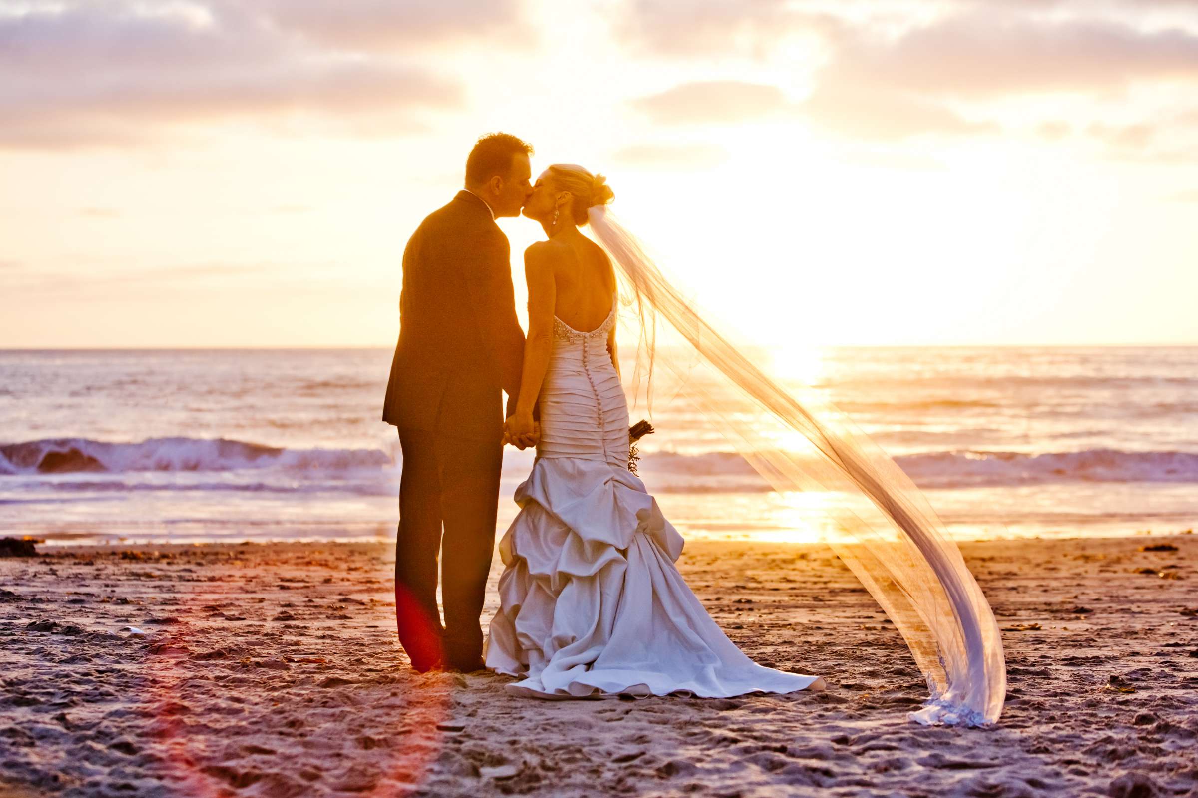 Sunset, Bride and Groom, Beach at Ritz Carlton-Laguna Niguel Wedding coordinated by Ciao Bella Events and Weddings, Laura and Steve Wedding Photo #136605 by True Photography