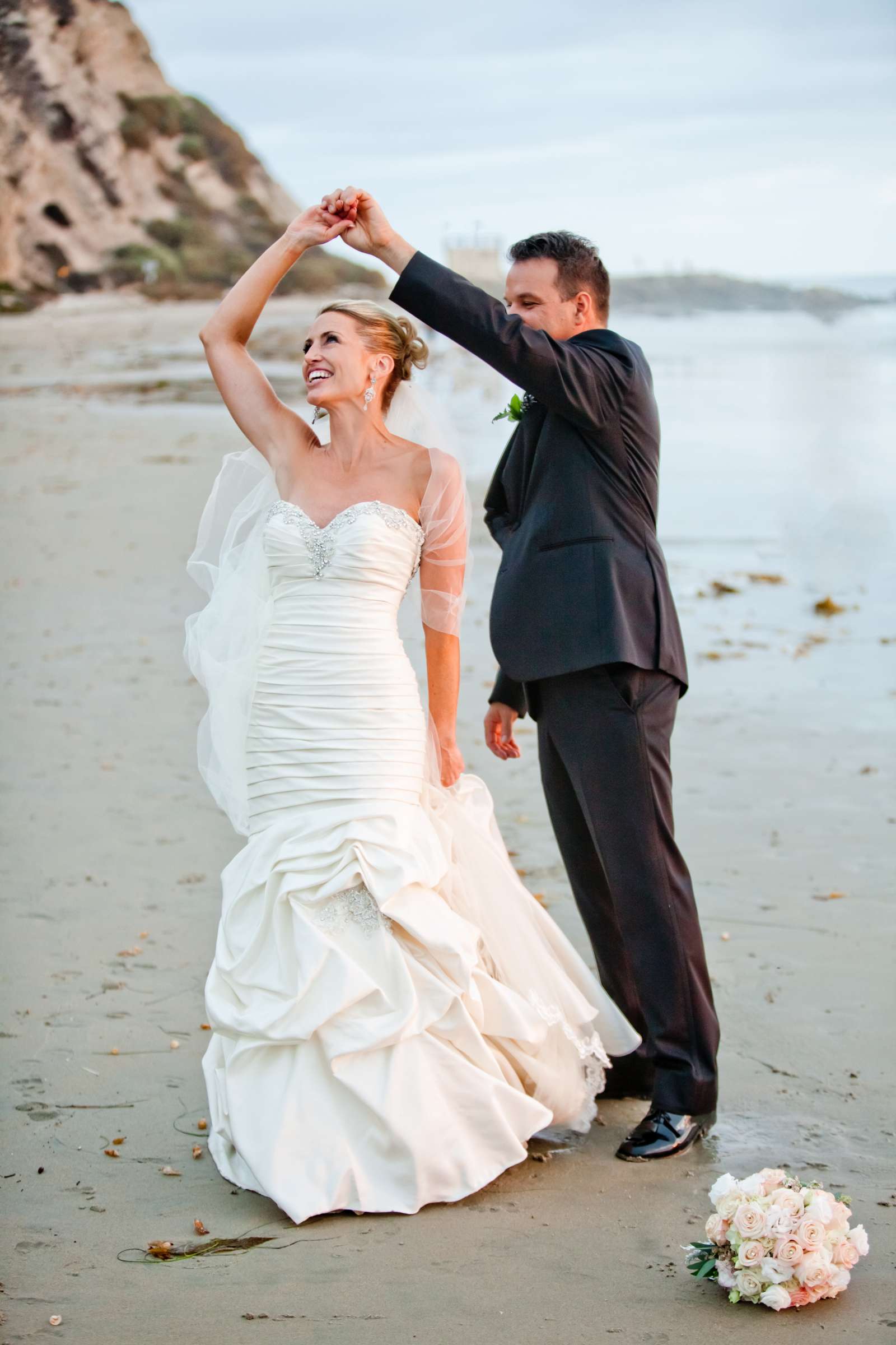 Beach, Bride and Groom at Ritz Carlton-Laguna Niguel Wedding coordinated by Ciao Bella Events and Weddings, Laura and Steve Wedding Photo #136607 by True Photography