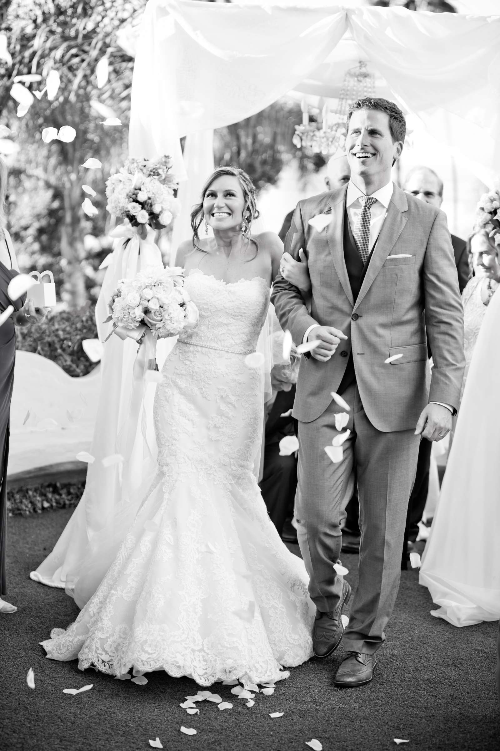 Ceremony, Black and White photo at La Valencia Wedding coordinated by Love Marks the Spot, Karin and Nick Wedding Photo #48 by True Photography