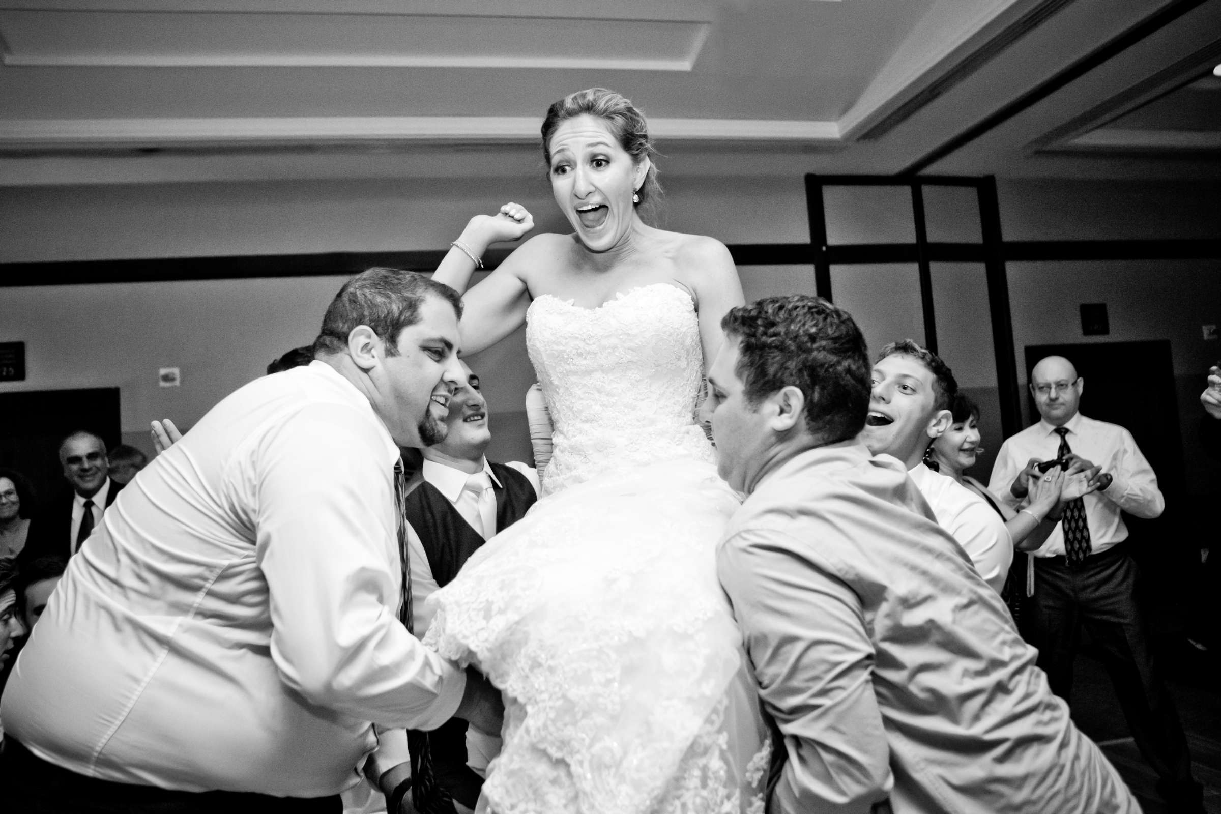 Hora, Black and White photo at Hyatt Regency Mission Bay Wedding coordinated by Amy June Weddings & Events, Rachel and Alexander Wedding Photo #39 by True Photography