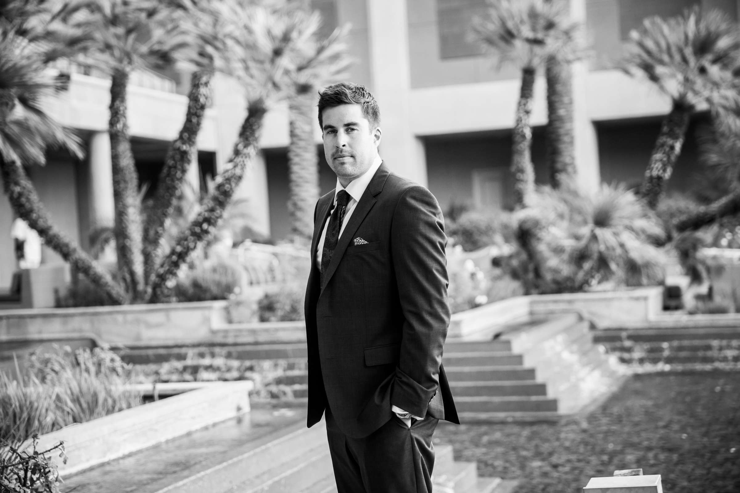 Black and White photo at Renaissance Indian Wells Resort & Spa Wedding, Jenna and Spencer Wedding Photo #5 by True Photography