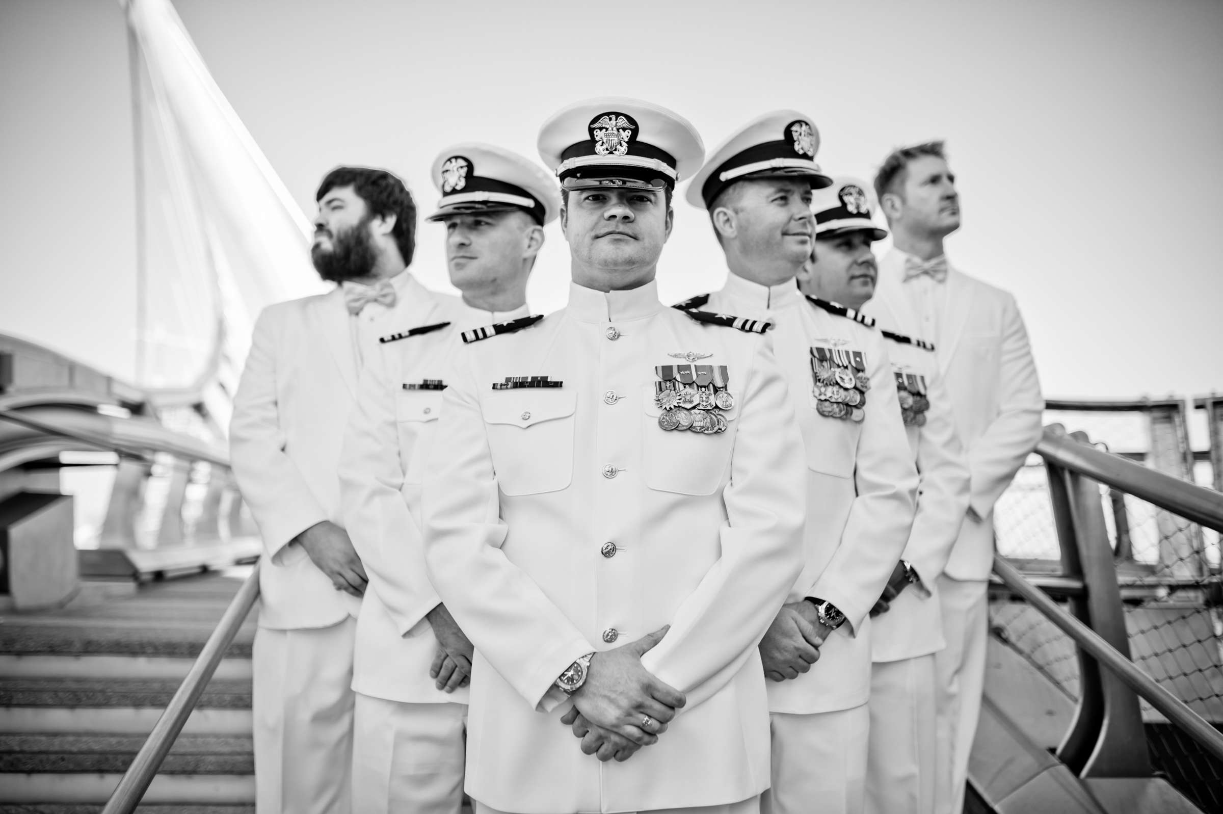 Groomsmen, Black and White photo at The Ultimate Skybox Wedding, Hannah and Patrick Wedding Photo #140385 by True Photography