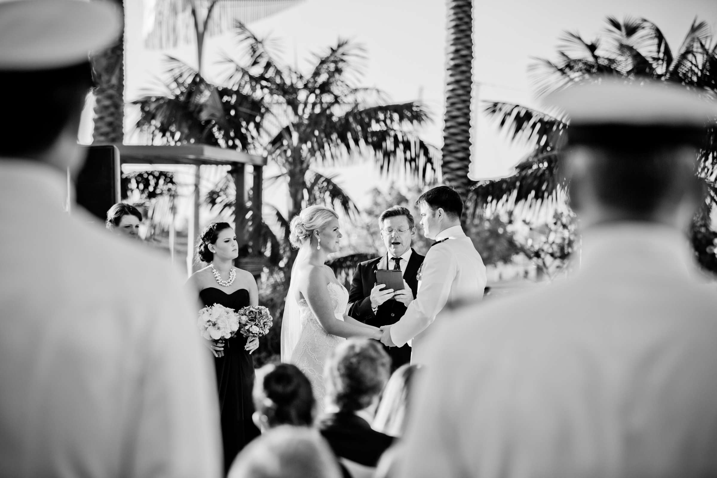 Ceremony, Black and White photo at The Ultimate Skybox Wedding, Hannah and Patrick Wedding Photo #140414 by True Photography
