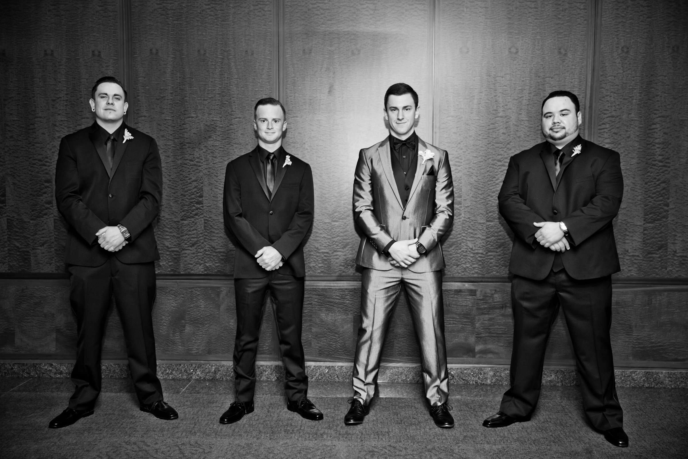 Groomsmen, Black and White photo at El Cortez Wedding coordinated by Holly Kalkin Weddings, Shannon and Elliott Wedding Photo #143009 by True Photography