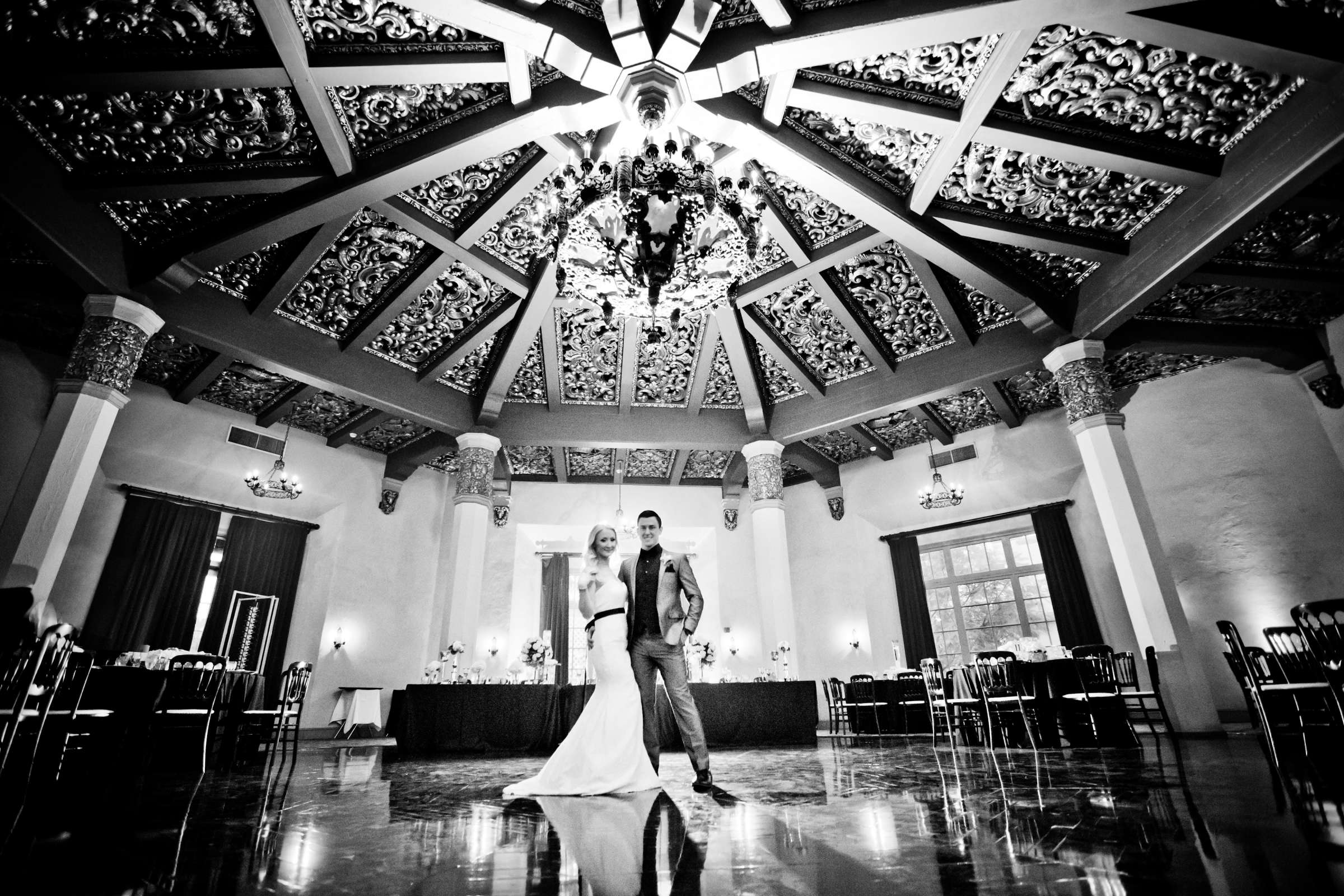 Black and White photo at El Cortez Wedding coordinated by Holly Kalkin Weddings, Shannon and Elliott Wedding Photo #143035 by True Photography