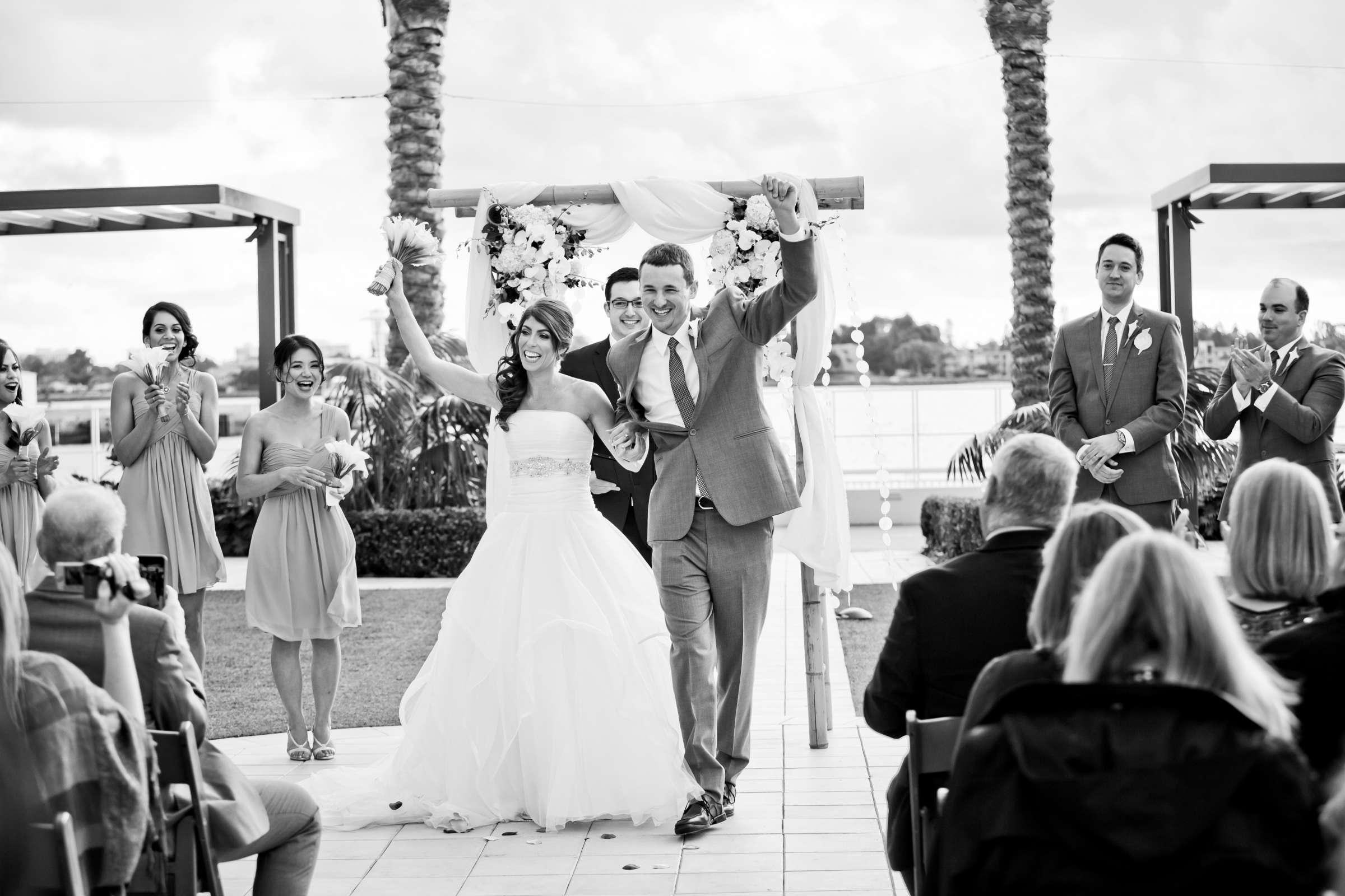 Ceremony, Black and White photo at Hilton San Diego Bayfront Wedding coordinated by Holly Kalkin Weddings, Lauren and Stephen Wedding Photo #143471 by True Photography