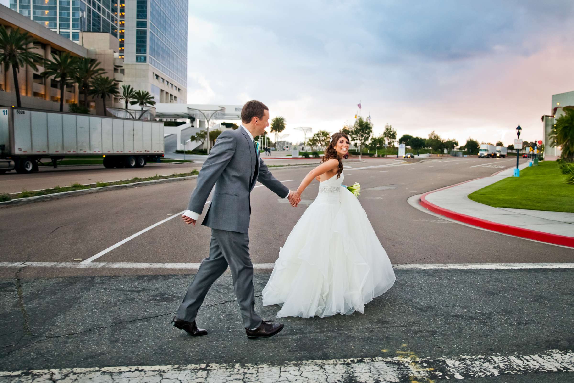 Bride and Groom at Hilton San Diego Bayfront Wedding coordinated by Holly Kalkin Weddings, Lauren and Stephen Wedding Photo #143502 by True Photography