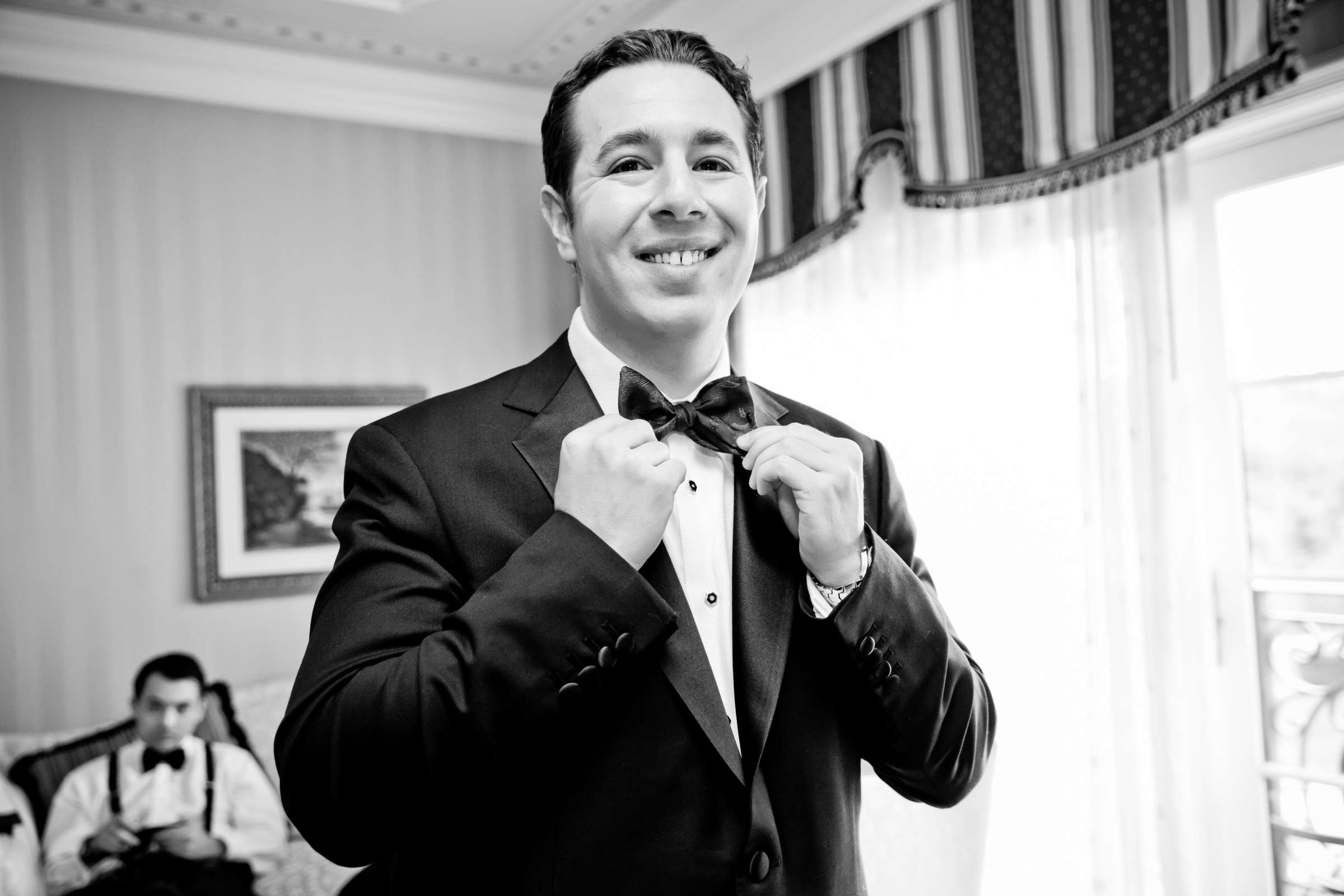 Black and White photo at Fairmont Grand Del Mar Wedding coordinated by Details Defined, Ryan and Kyle Wedding Photo #24 by True Photography