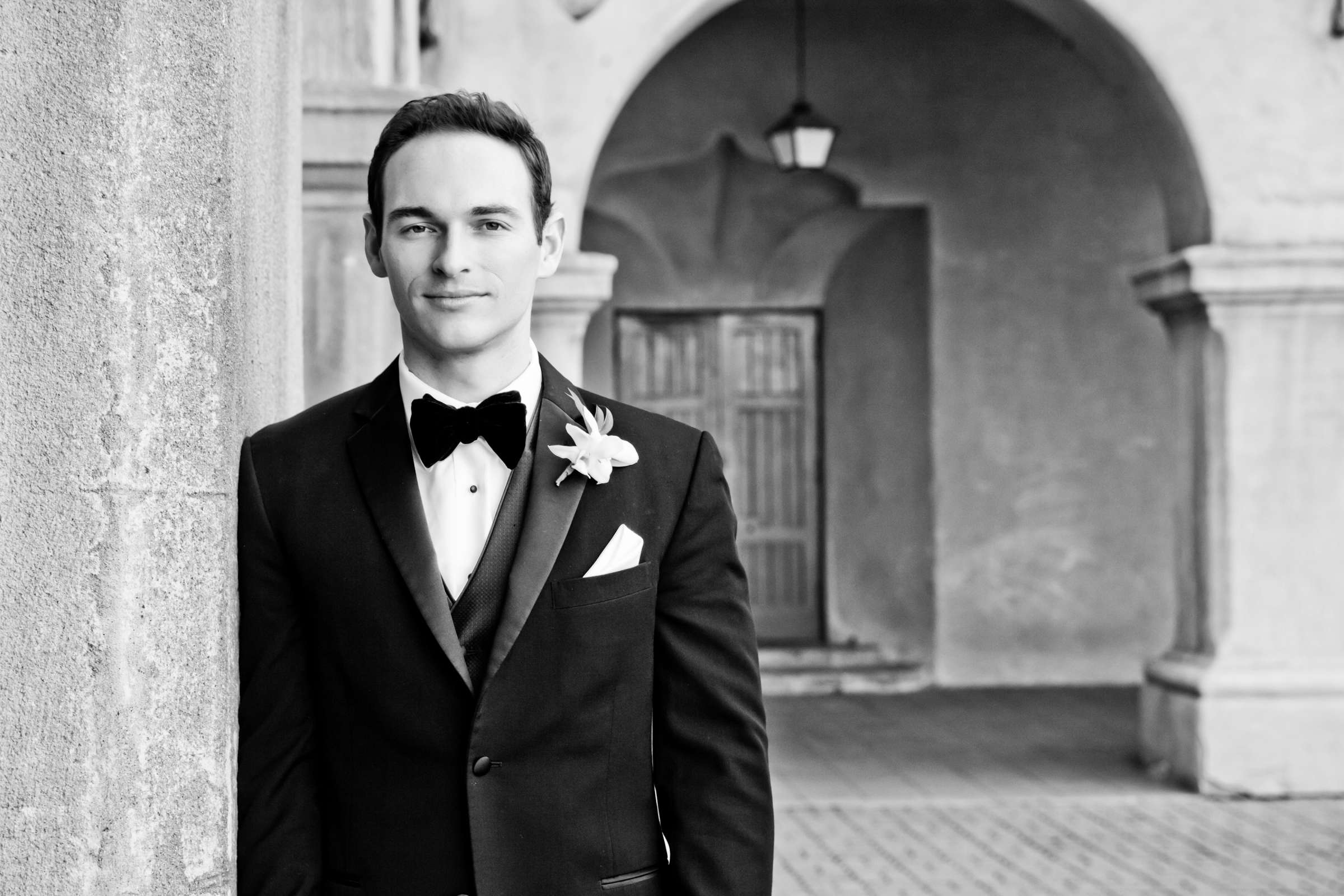 Formal Portrait, Groom, Black and White photo at The Ultimate Skybox Wedding, Megan and Codie Wedding Photo #143917 by True Photography