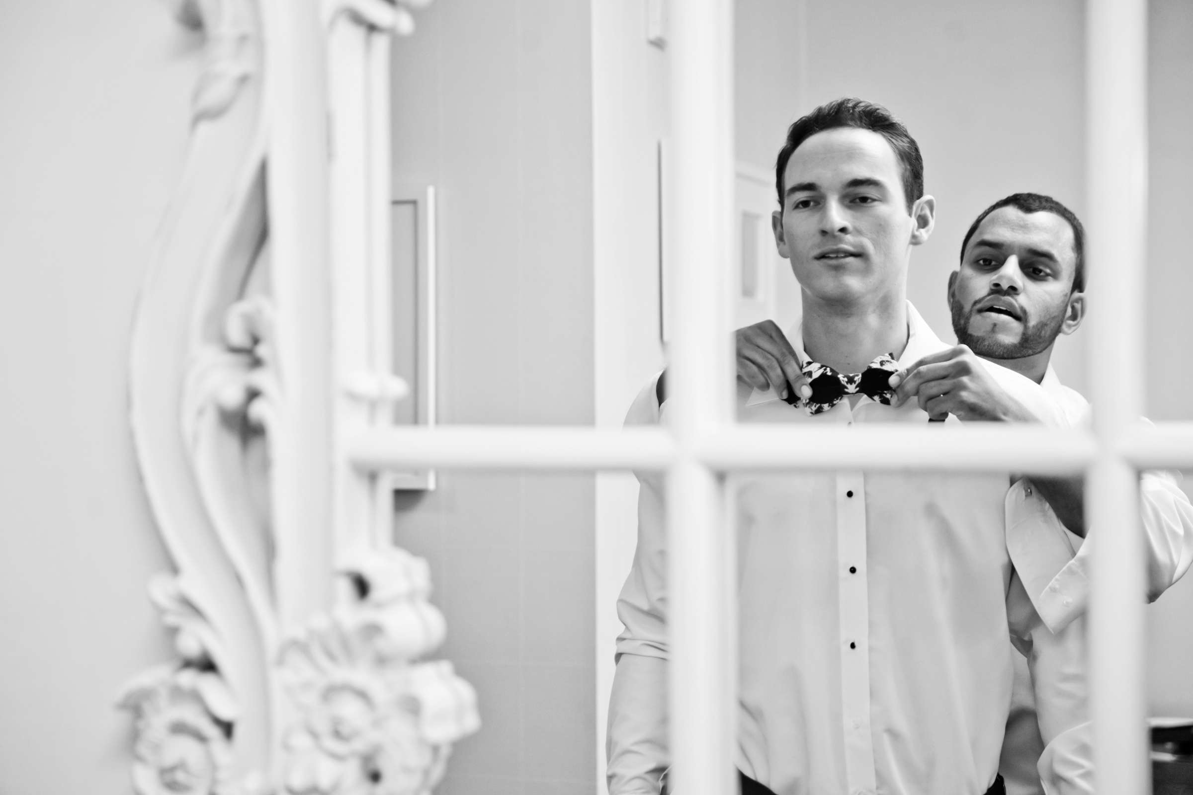 Black and White photo, Getting Ready at The Ultimate Skybox Wedding, Megan and Codie Wedding Photo #143937 by True Photography