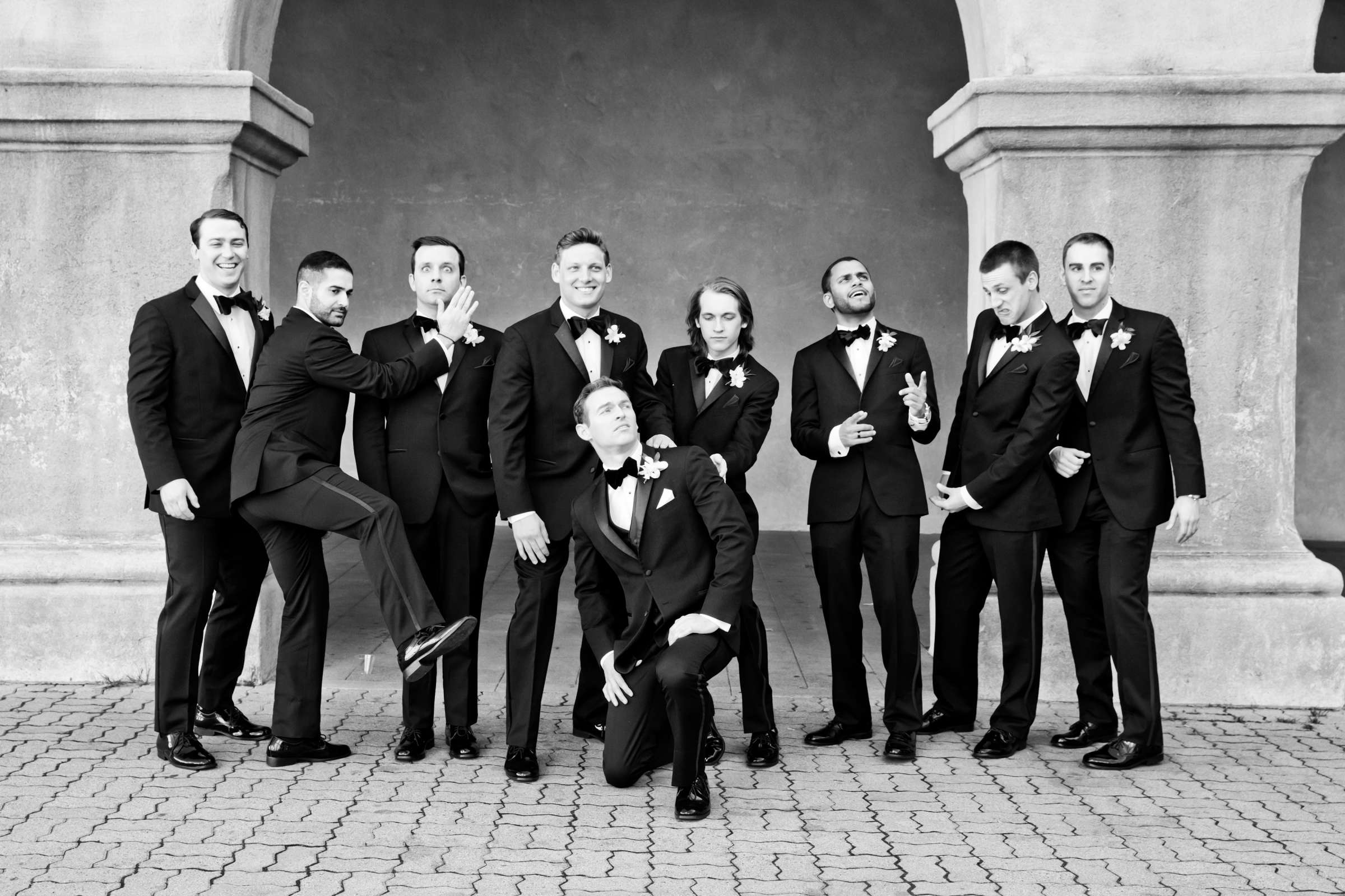 Black and White photo, Groomsmen at The Ultimate Skybox Wedding, Megan and Codie Wedding Photo #143947 by True Photography
