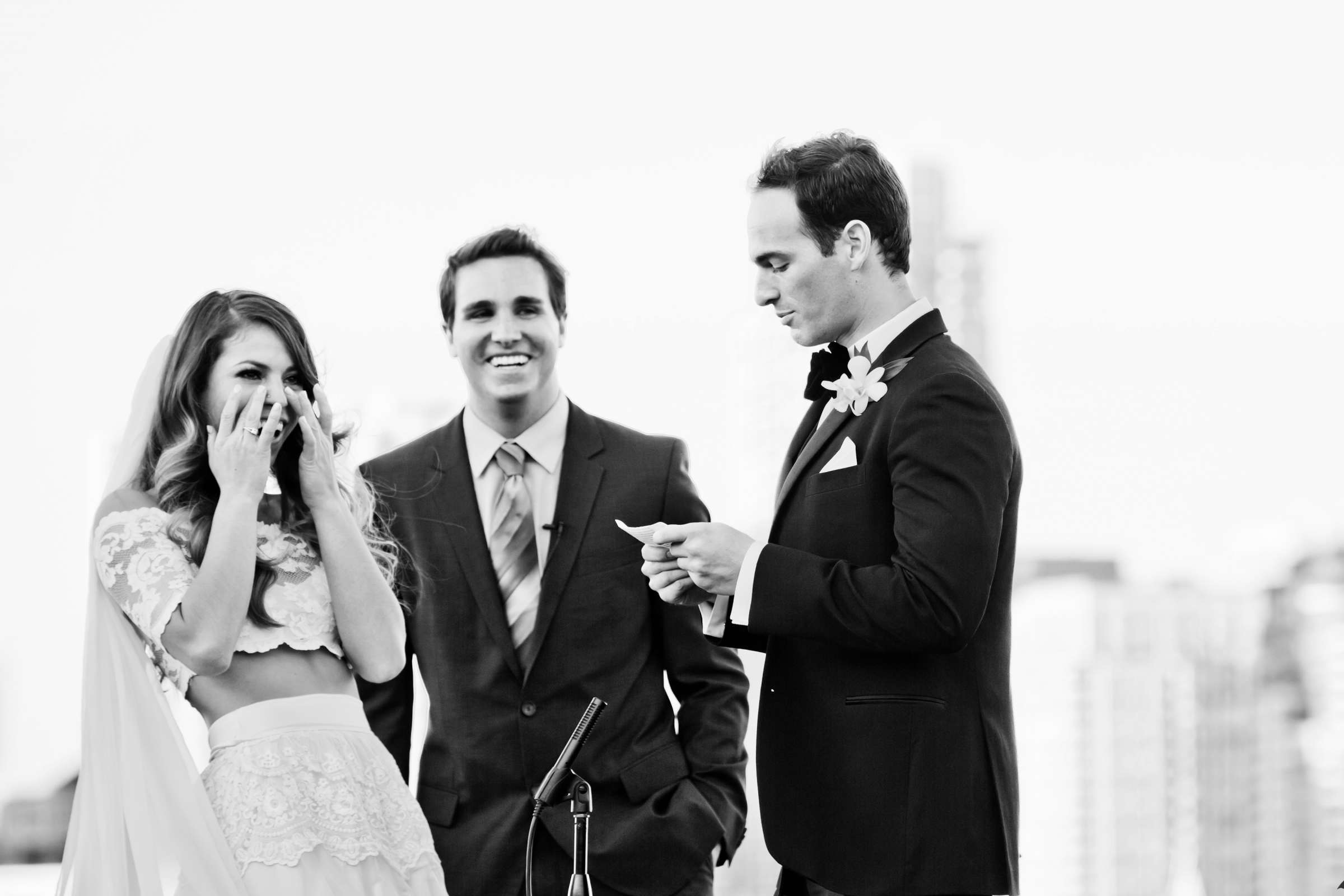 Black and White photo, Ceremony at The Ultimate Skybox Wedding, Megan and Codie Wedding Photo #143961 by True Photography