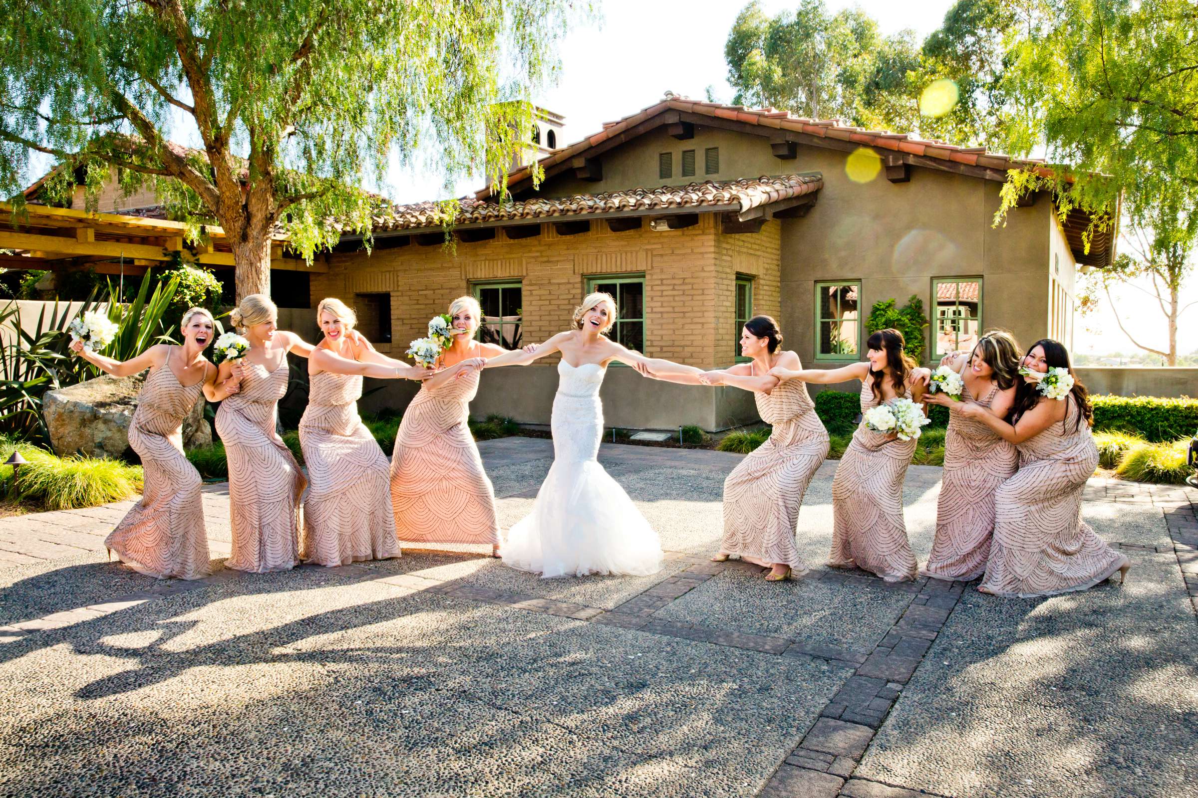 Bridesmaids, Funny moment at The Santaluz Club Wedding coordinated by EverAfter Events, Brittany and Michael Wedding Photo #9 by True Photography