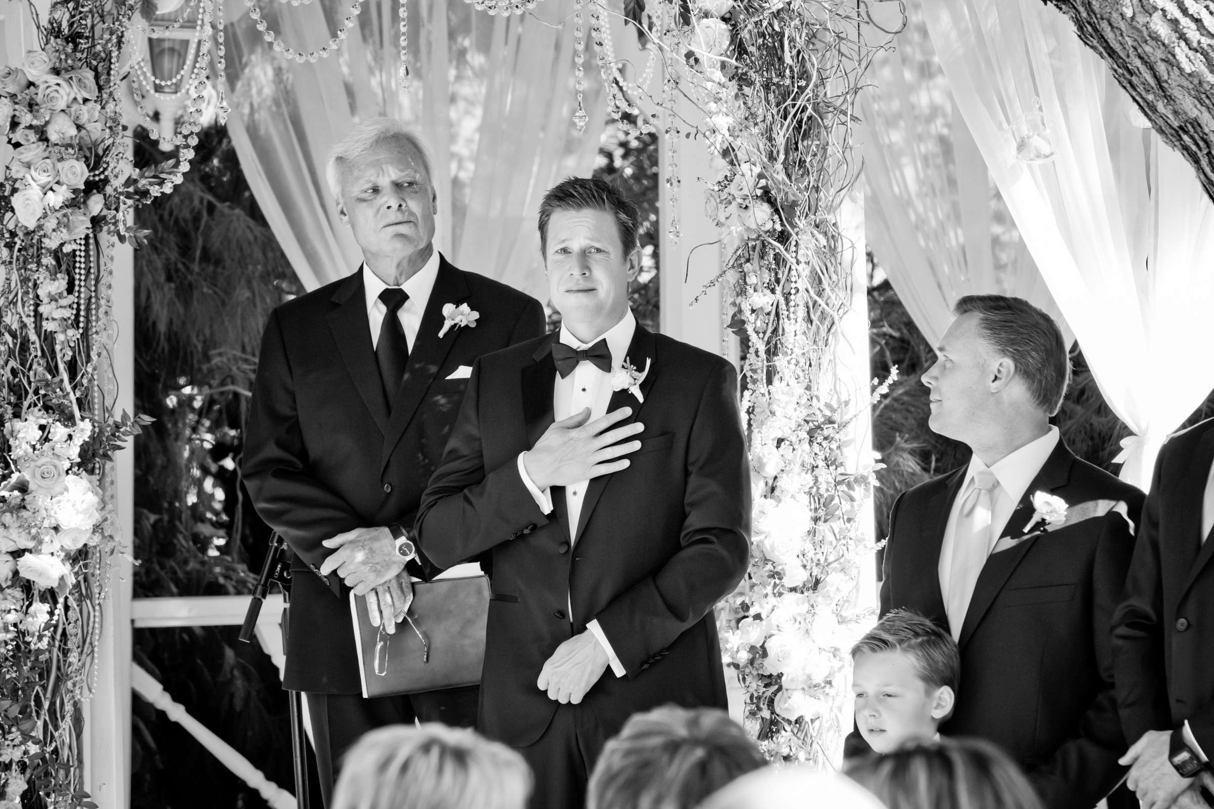 Ceremony, Groom, Emotional moment, Black and White photo at Green Gables Wedding Estate Wedding, Gheraldine and Gavin Wedding Photo #35 by True Photography