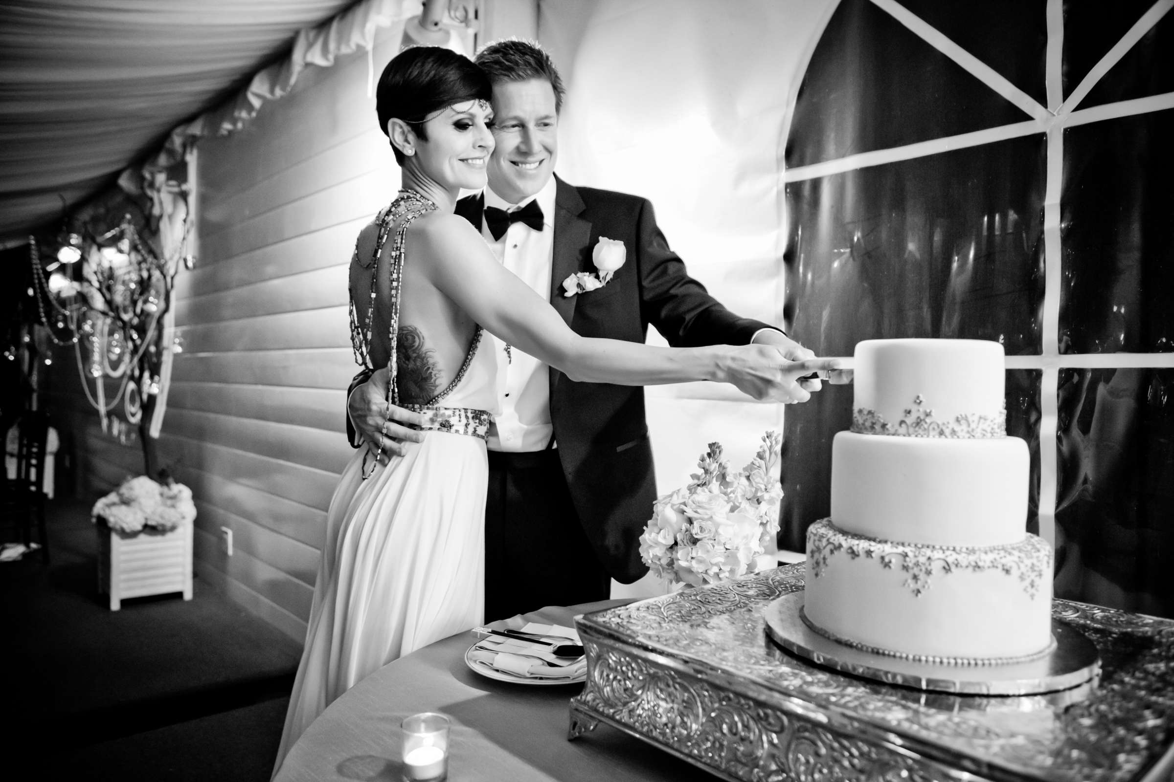 Cake Cutting, Cake, Black and White photo at Green Gables Wedding Estate Wedding, Gheraldine and Gavin Wedding Photo #56 by True Photography