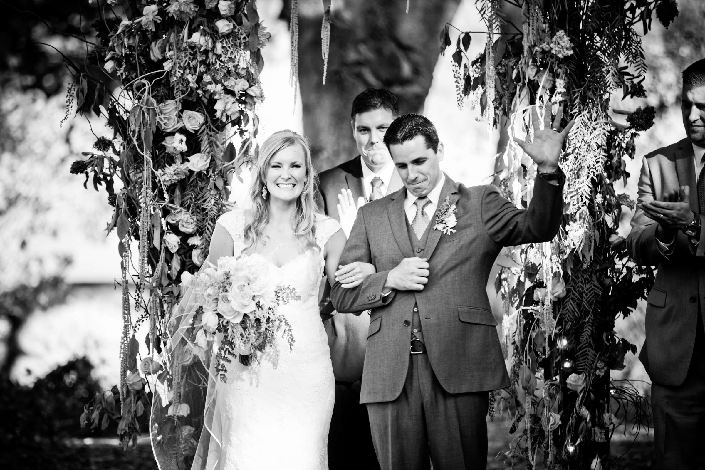 Ceremony, Black and White photo at Temecula Creek Inn Wedding coordinated by Emily Smiley, Katie and John Wedding Photo #56 by True Photography