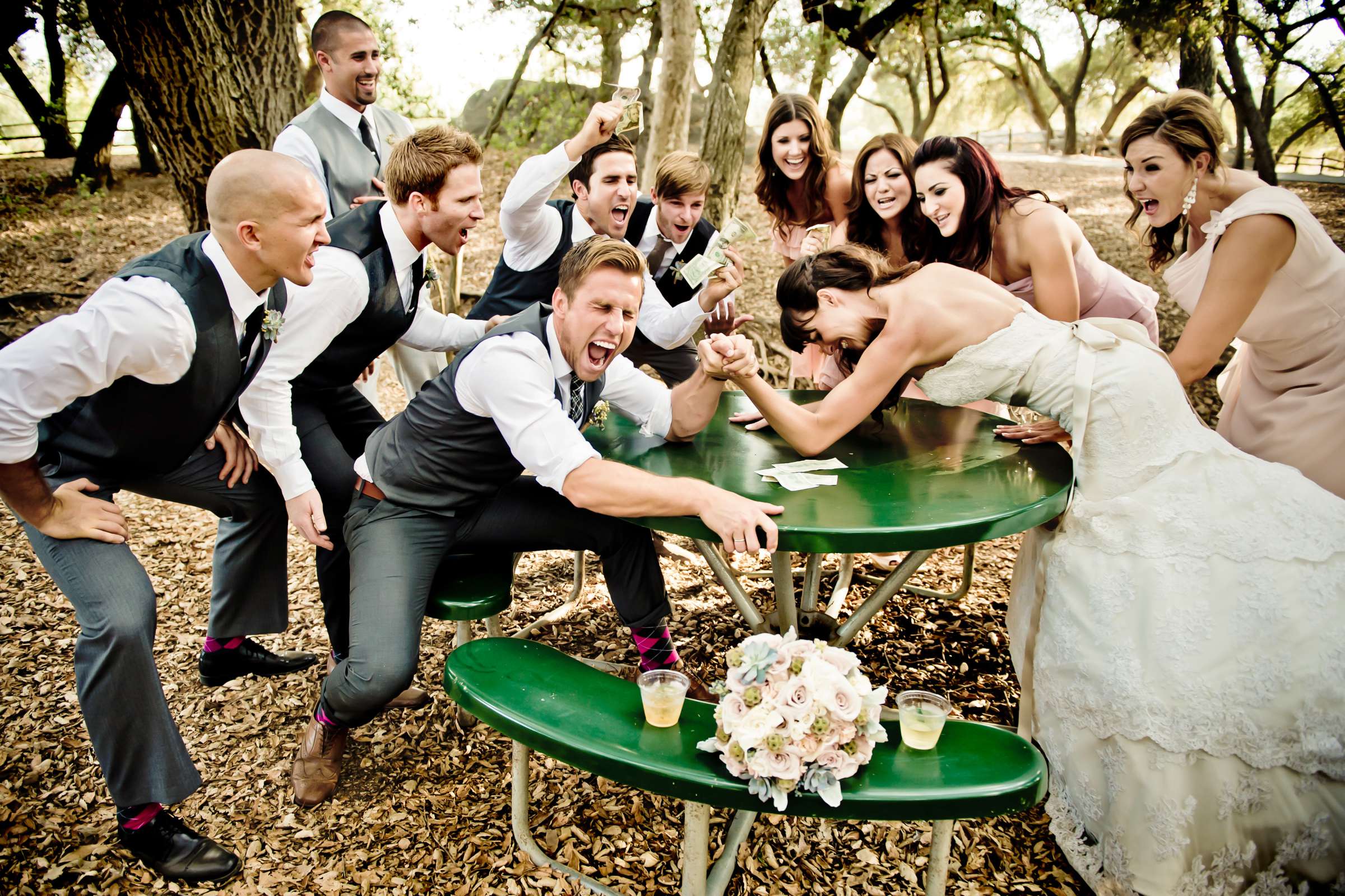 Funny moment at Serenity Oaks Ranch Wedding coordinated by I Do Weddings, Rachel and Mike Wedding Photo #4 by True Photography