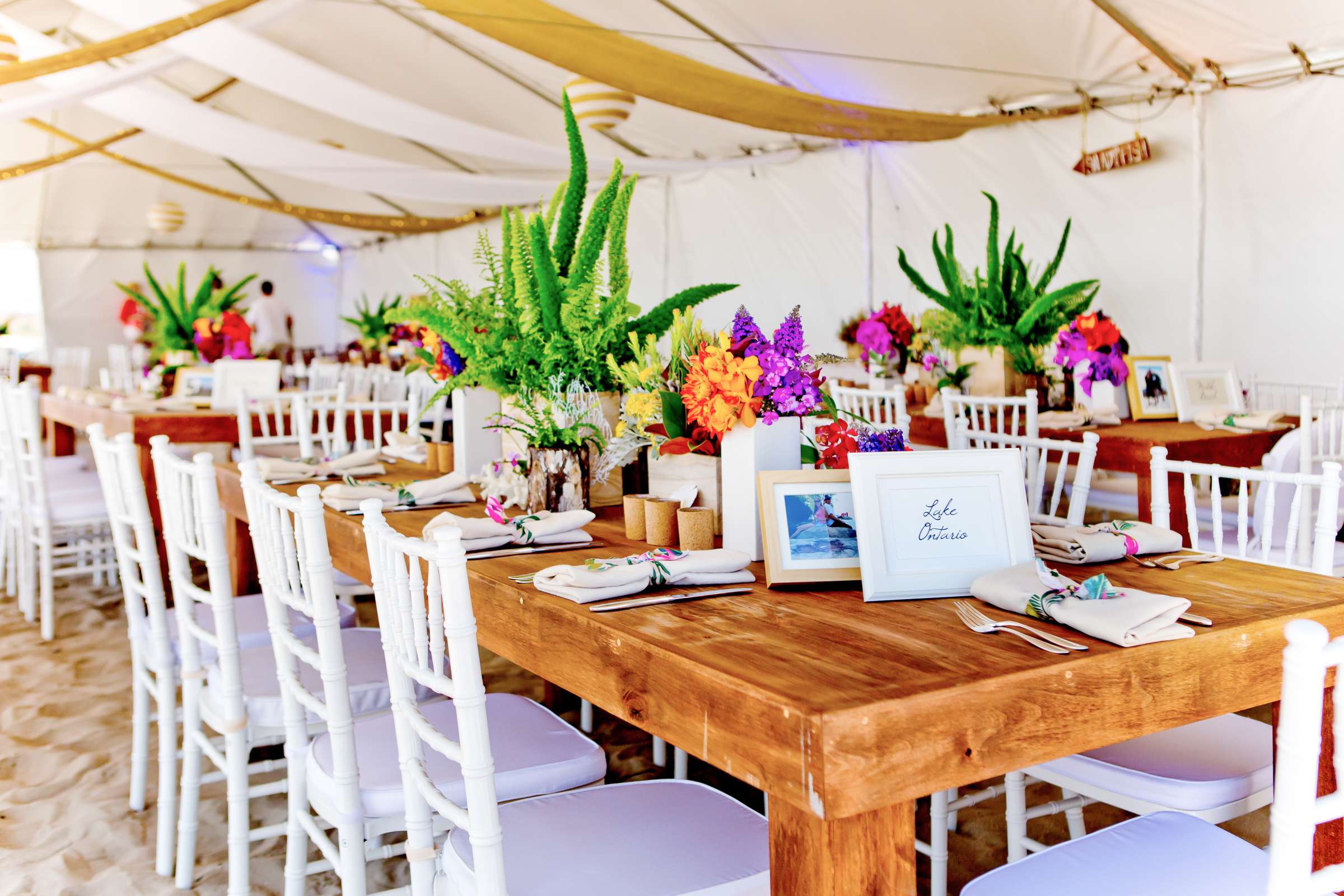 Tented Event, Table Shots at California State Beaches Wedding coordinated by Creative Affairs Inc, Shosh and Brian Wedding Photo #84 by True Photography