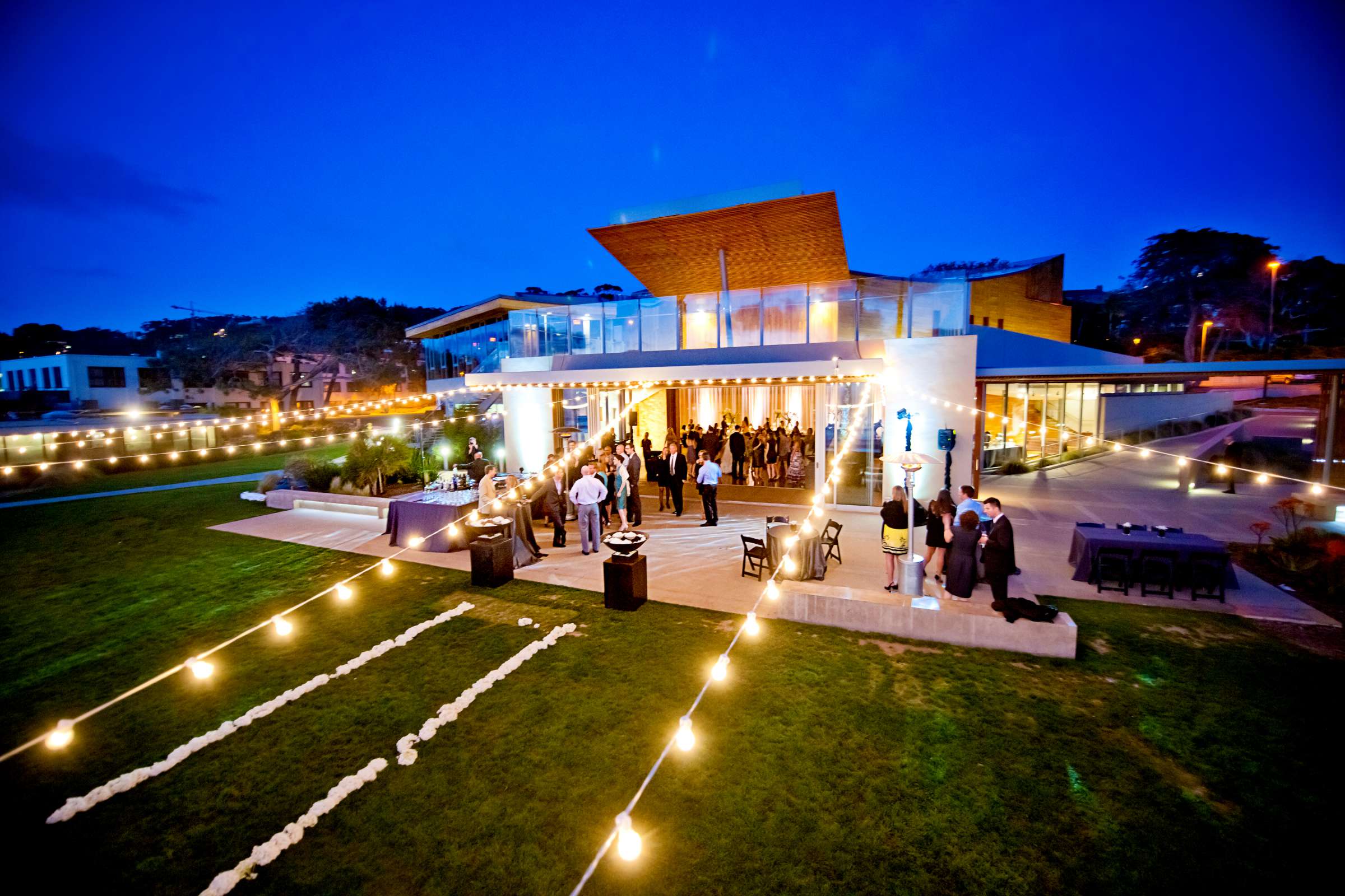 Night Shot at Scripps Seaside Forum Wedding coordinated by EverAfter Events, Danielle and Chris Wedding Photo #205836 by True Photography