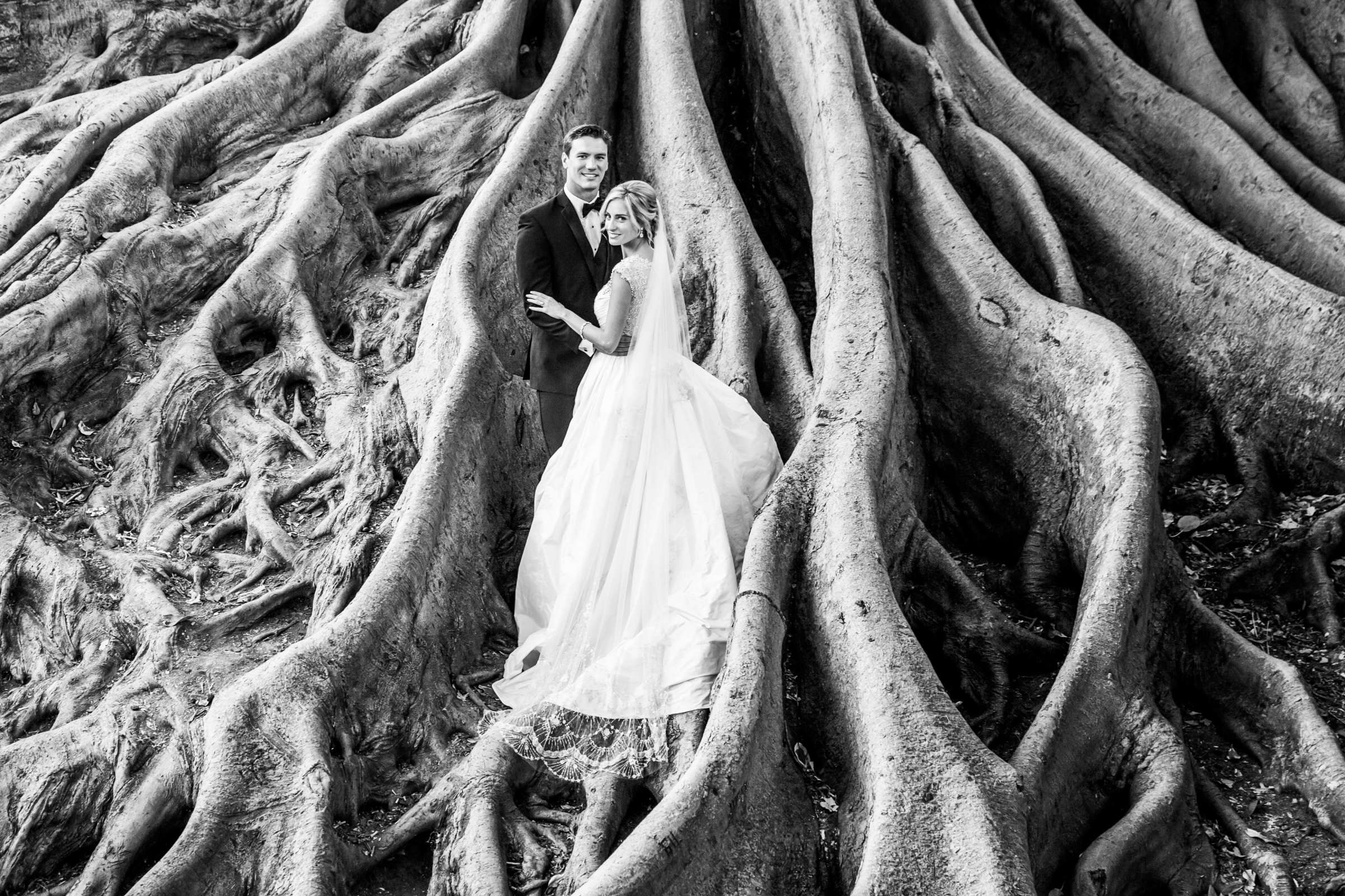 Black and White photo at The Prado Wedding coordinated by The Best Wedding For You, Lauren and Gabriel Wedding Photo #1 by True Photography