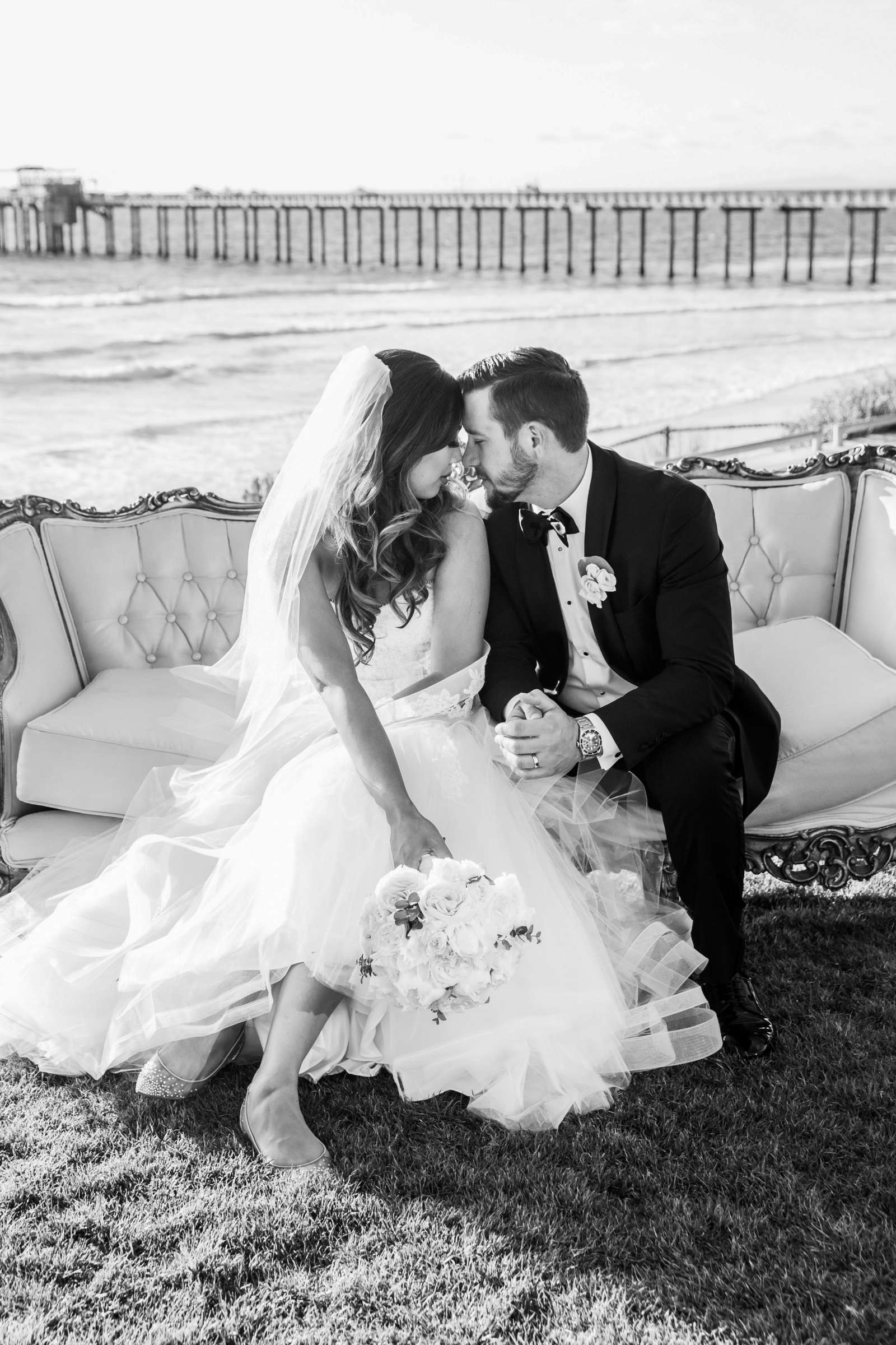 Romantic moment, Bride and Groom at Scripps Seaside Forum Wedding coordinated by Lavish Weddings, Christie and Nate Wedding Photo #222336 by True Photography