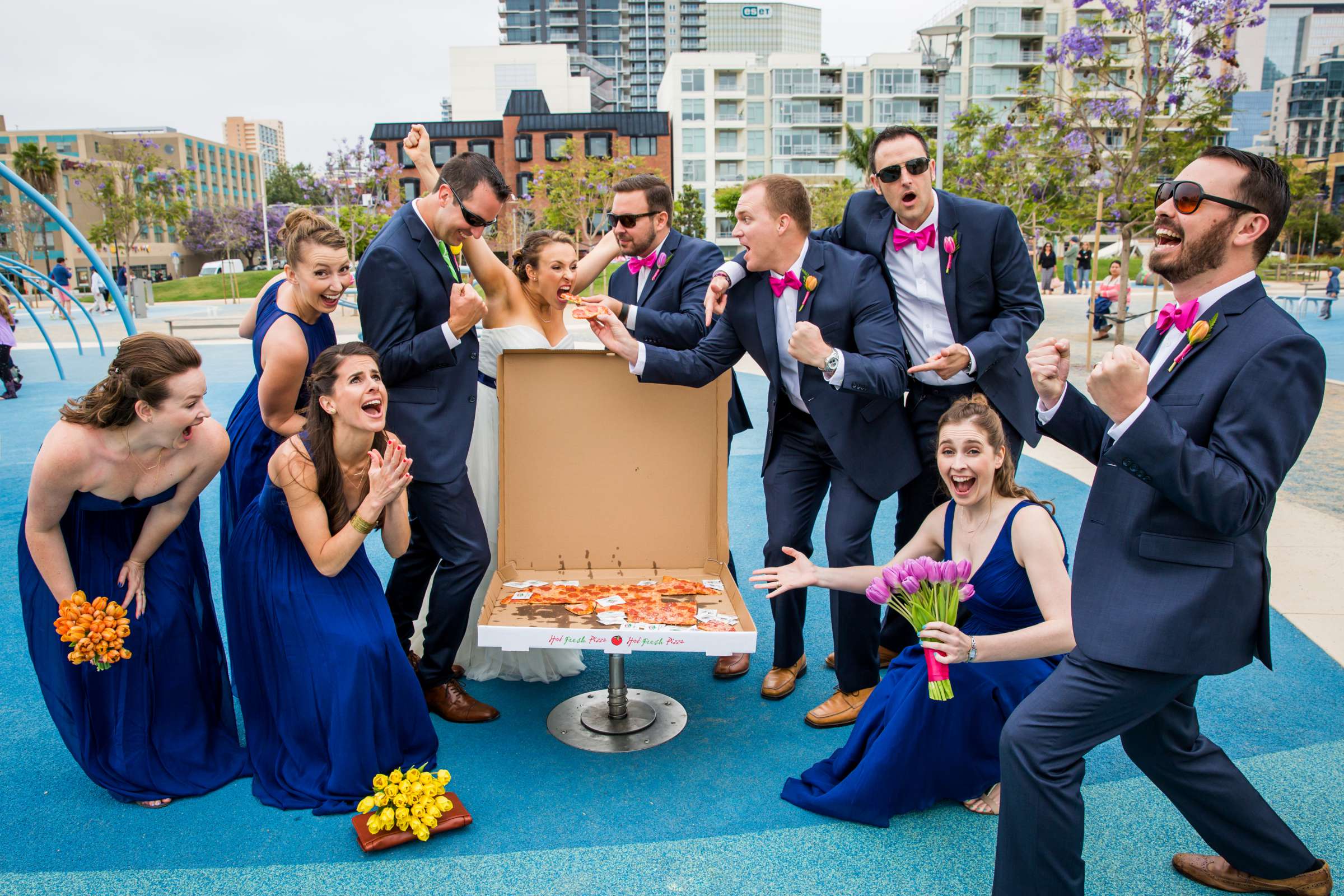 Funny moment at Waterfront Park Wedding coordinated by Pebble Red Events, Jessica and Nick Wedding Photo #57 by True Photography