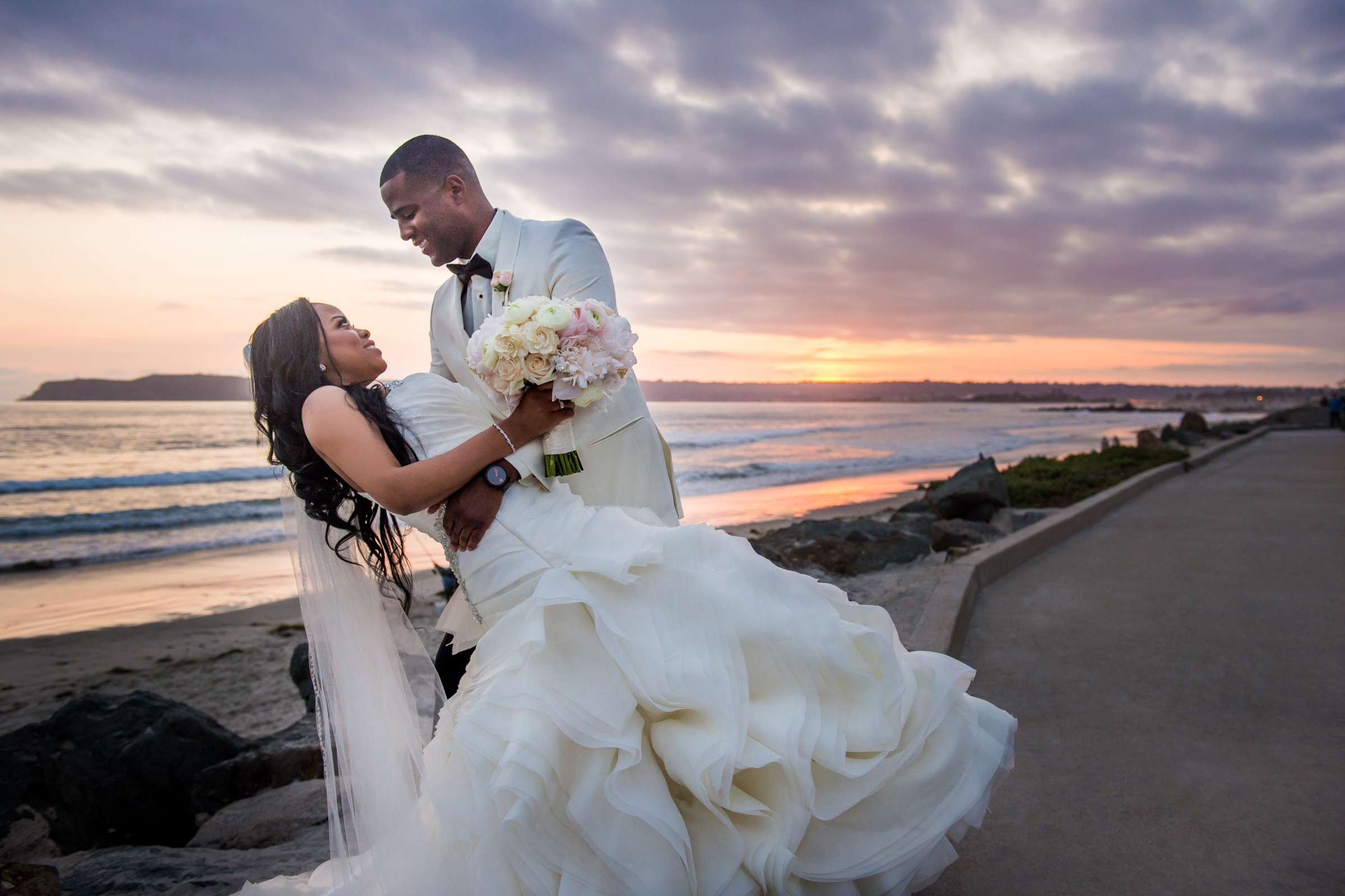 Sunset at Coronado Community Center Wedding coordinated by First Comes Love Weddings & Events, Nikia and Charles Wedding Photo #226144 by True Photography