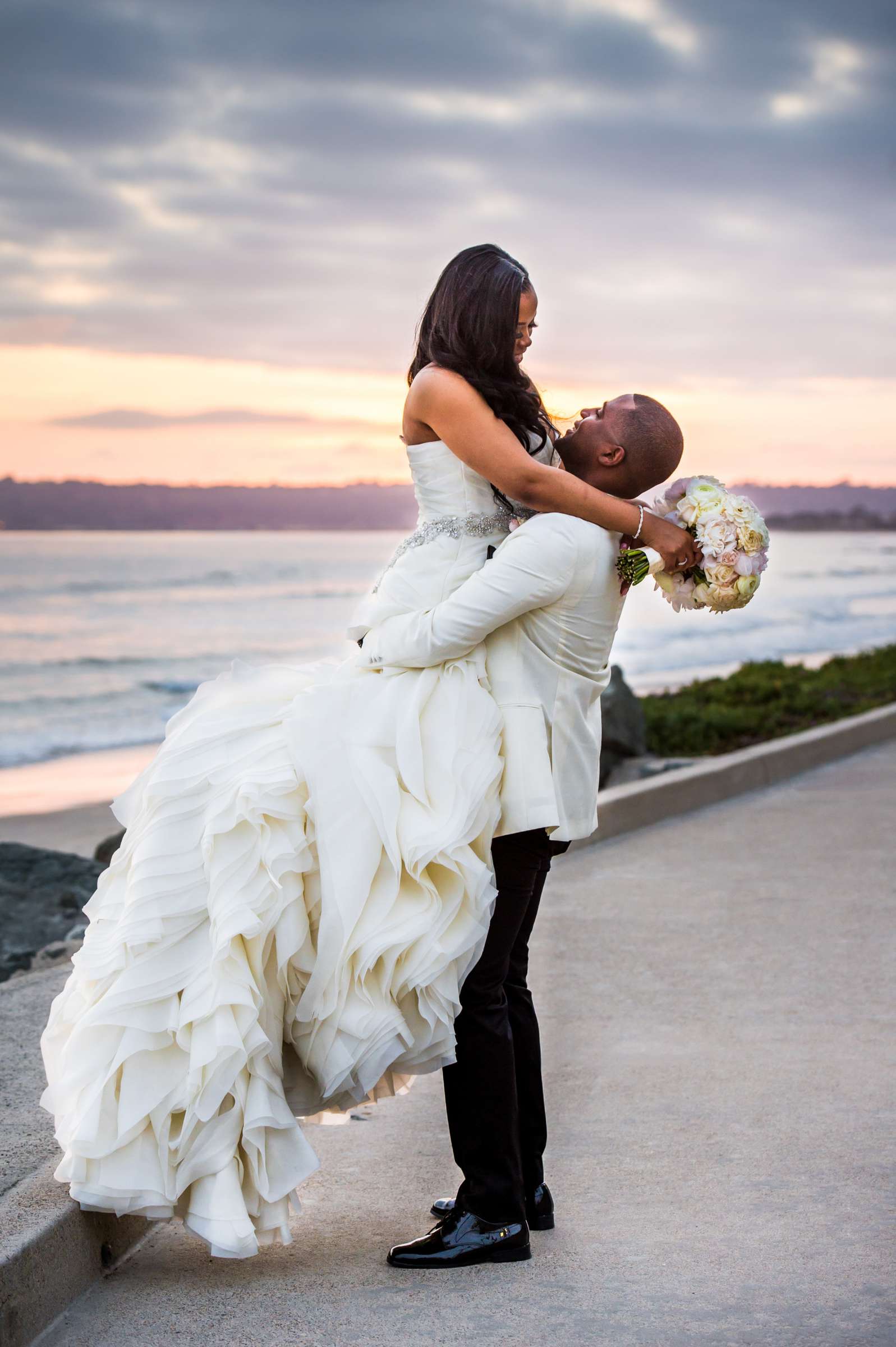 Sunset, Romantic moment, Bride and Groom at Coronado Community Center Wedding coordinated by First Comes Love Weddings & Events, Nikia and Charles Wedding Photo #226230 by True Photography