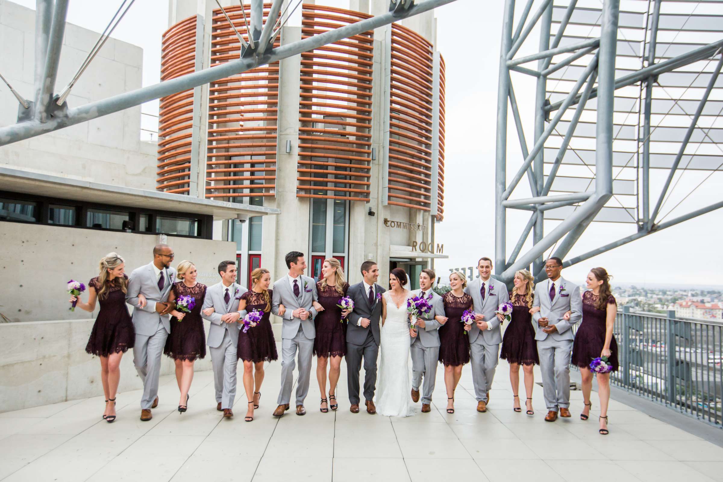 Bridal Party at San Diego Central Library Wedding, Ashley and Mark Wedding Photo #11 by True Photography