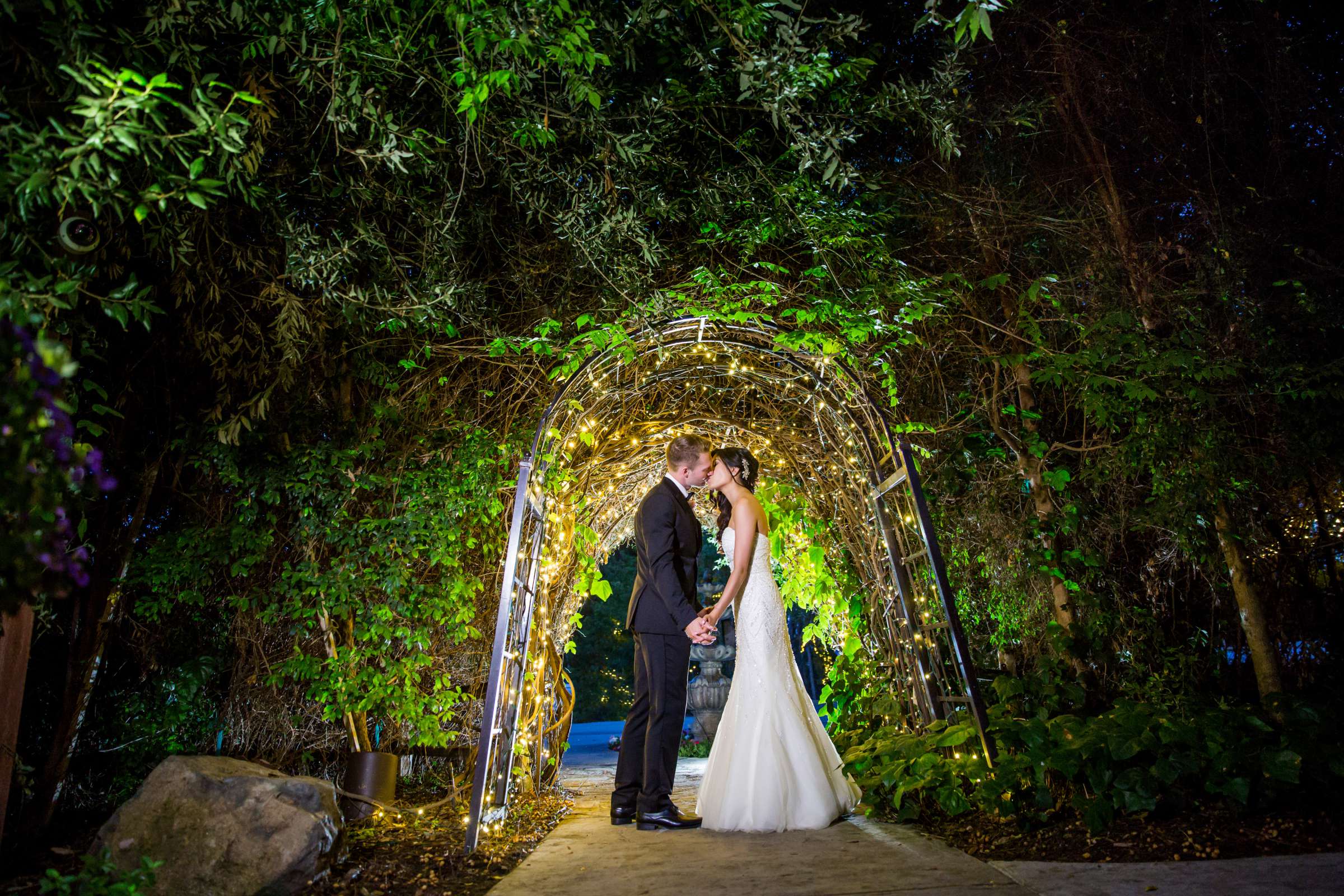 Bride and Groom, Romantic moment, Night Shot at Twin Oaks House & Gardens Wedding Estate Wedding coordinated by Twin Oaks House & Gardens Wedding Estate, Hanh and Josh Wedding Photo #1 by True Photography