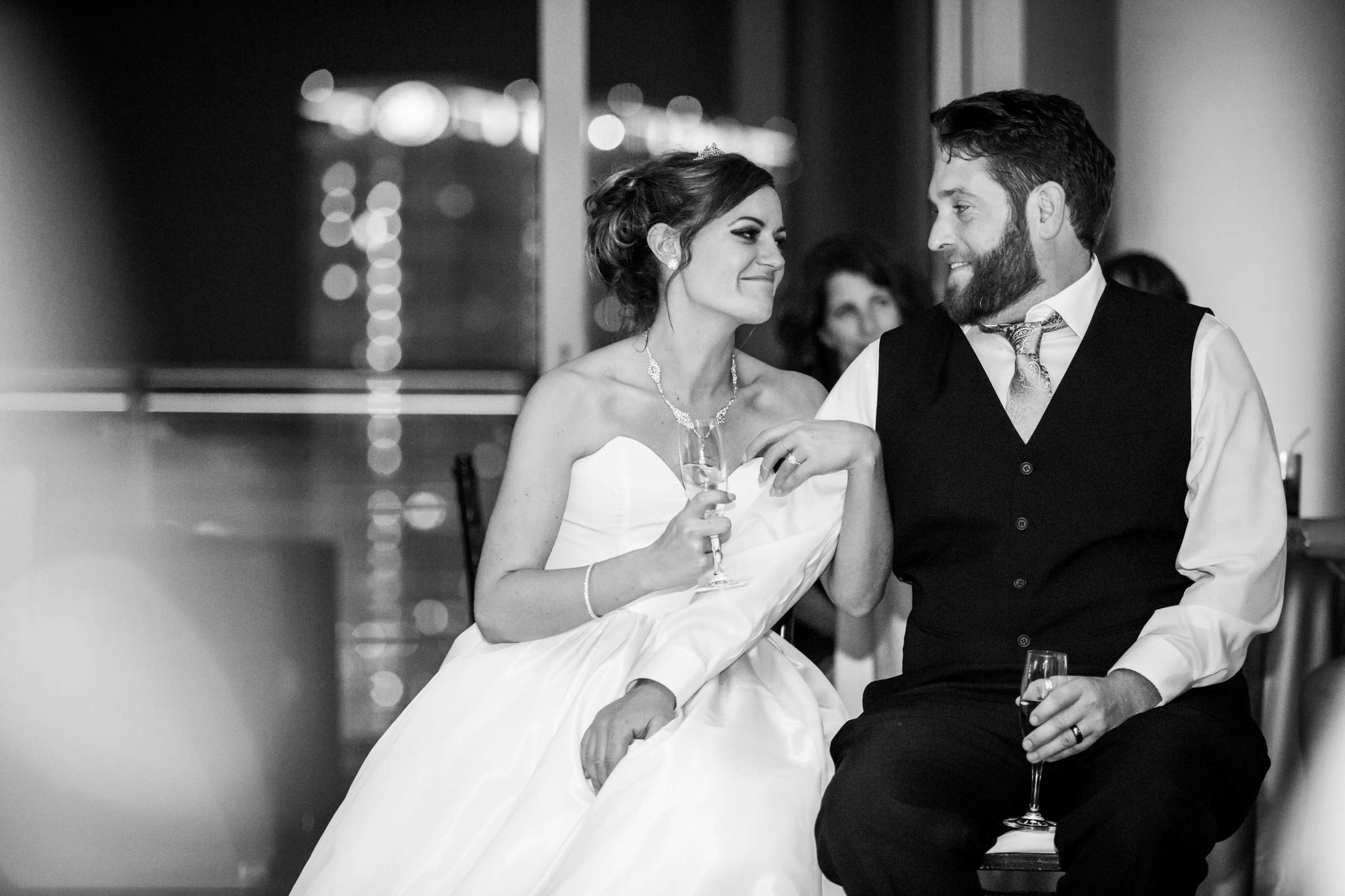 Emotional moment, Candid moment, Black and White photo at The Ultimate Skybox Wedding coordinated by Bliss Events, Nora and Peter Wedding Photo #91 by True Photography