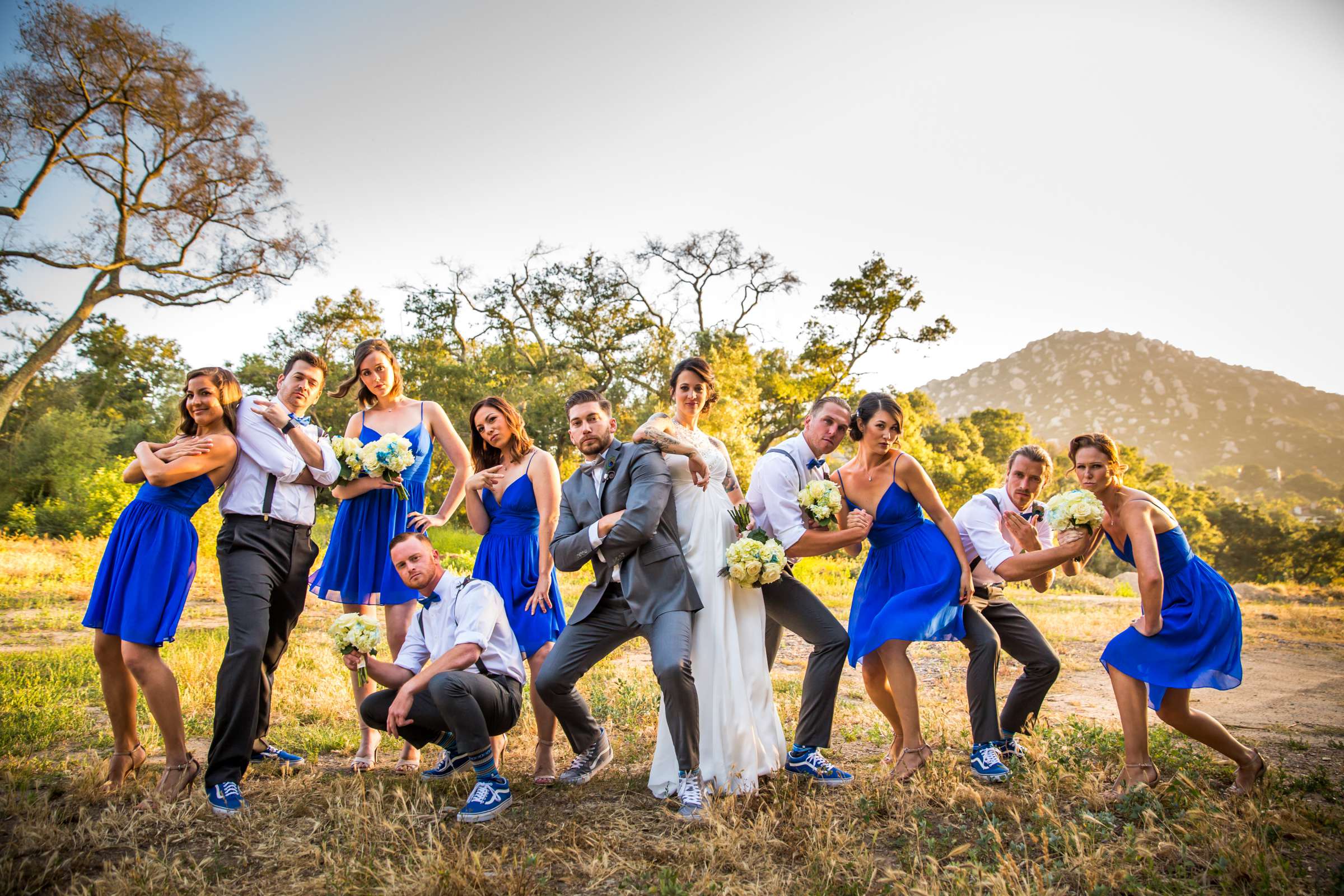 Rocker moment, Bridal Party at Mt Woodson Castle Wedding coordinated by Personal Touch Dining, Faye and Colin Wedding Photo #230238 by True Photography