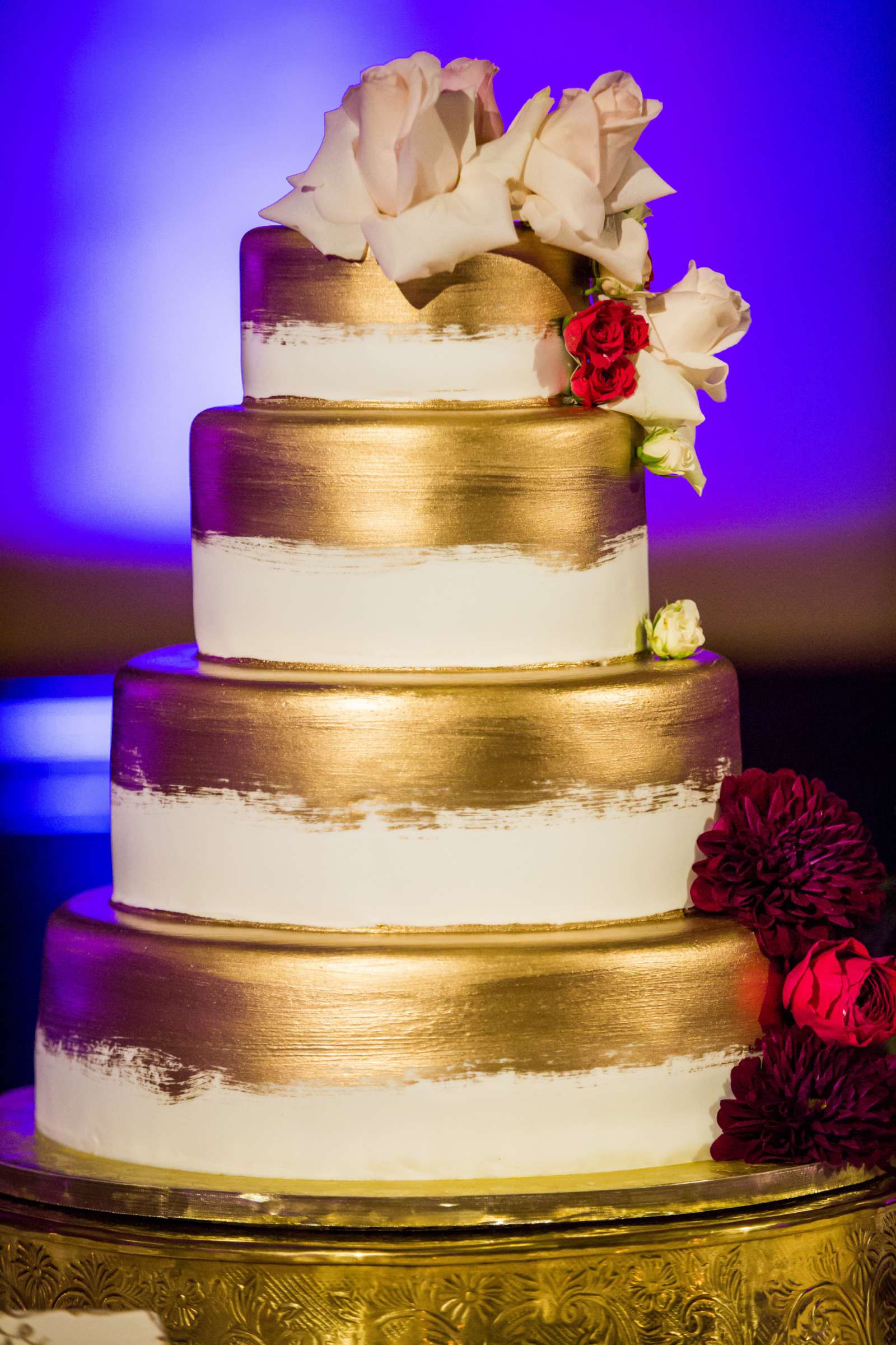 Gold colors, Cake at The Prado Wedding coordinated by Exquisite Designs by DLS, Bri and Gino Wedding Photo #27 by True Photography