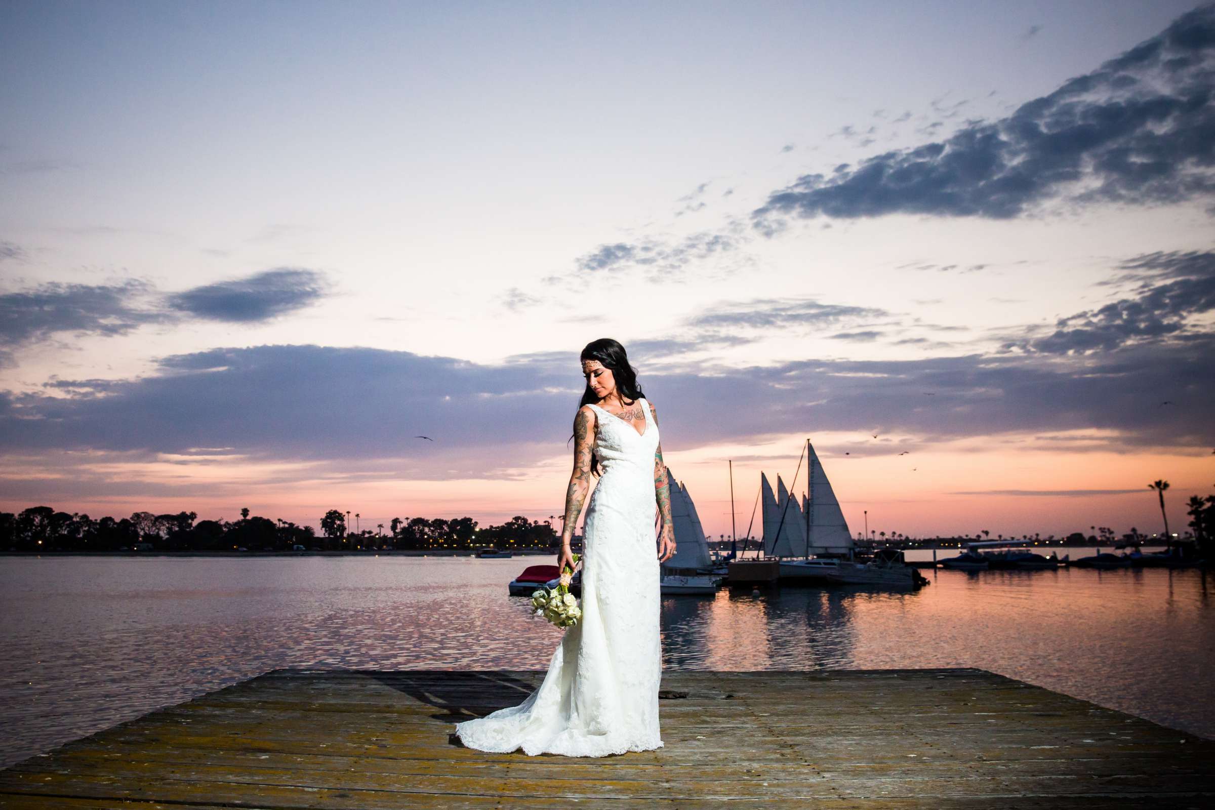 Sunset, Beach, Bride at Paradise Point Wedding, Kayla and David Wedding Photo #41 by True Photography