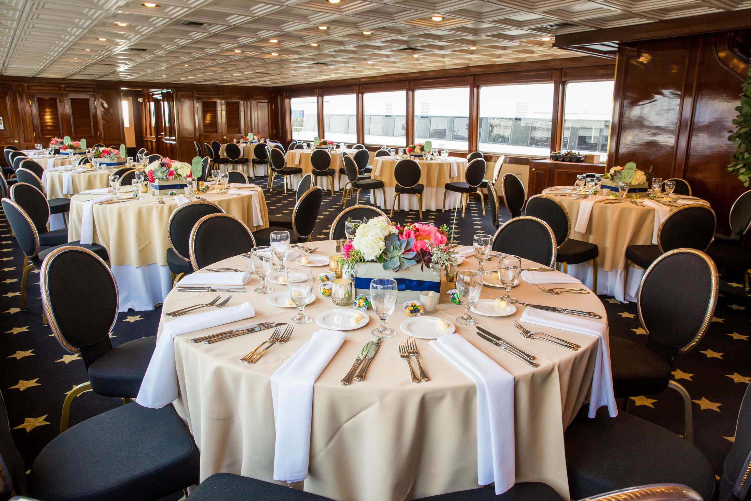 Boat Wedding, Table Shots at Flagship Cruises and Events Wedding coordinated by First Comes Love Weddings & Events, Kathleen and Adam Wedding Photo #50 by True Photography